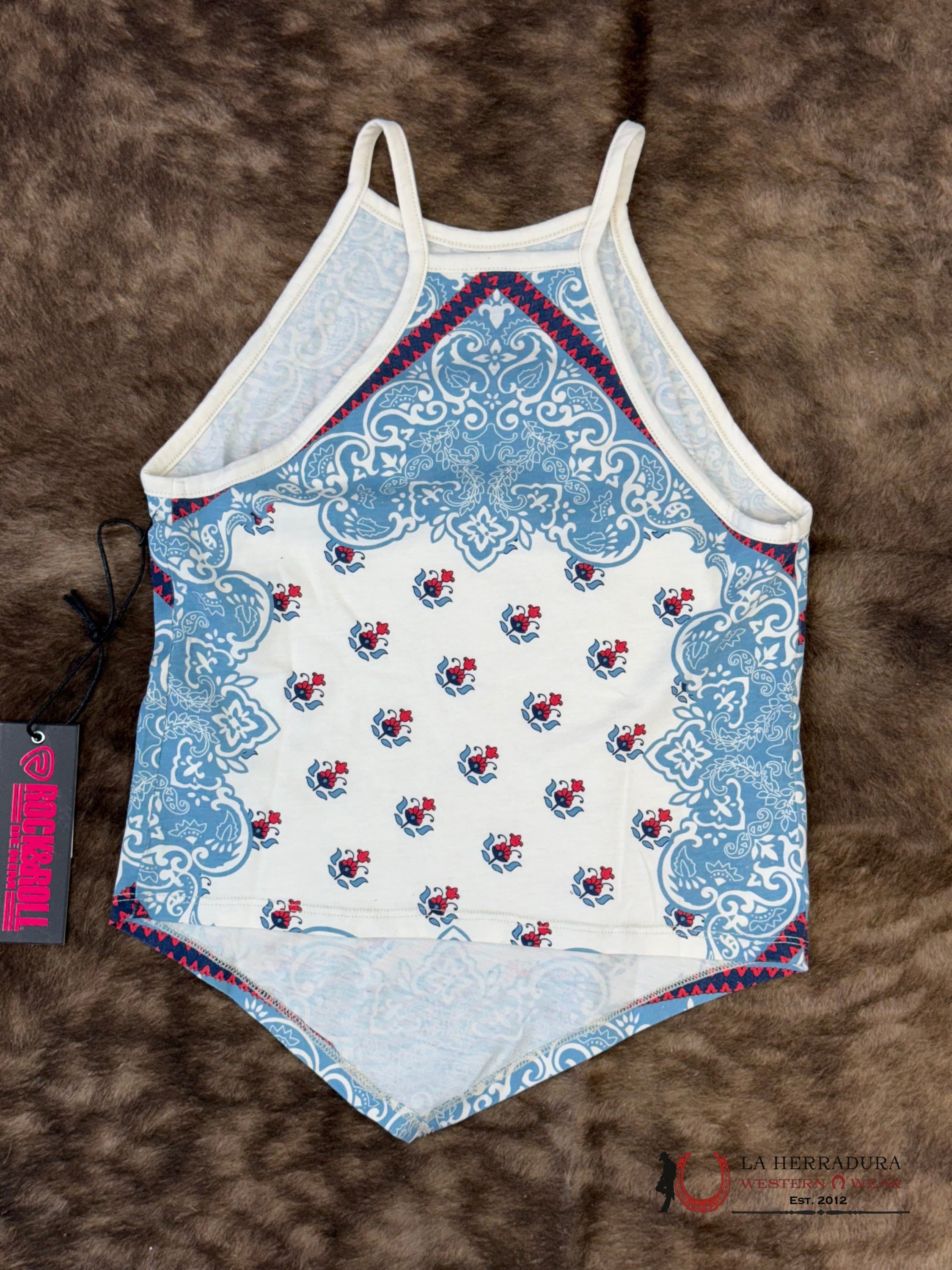 Rock&Roll Natural Scarf Print Tank Top Shirt - 6288 ROPA MUJERES