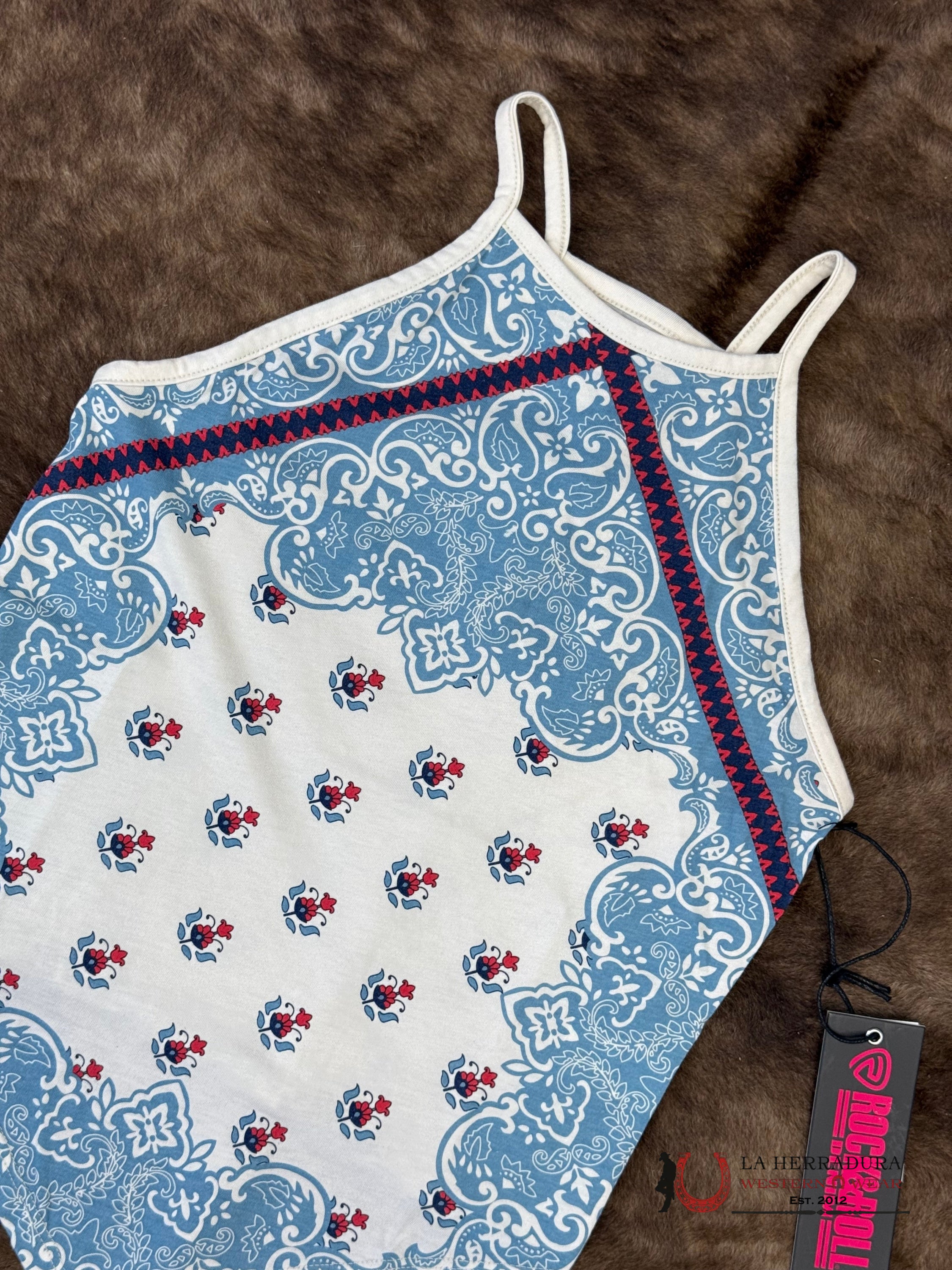 Rock&Roll Natural Scarf Print Tank Top Shirt - 6288 ROPA MUJERES