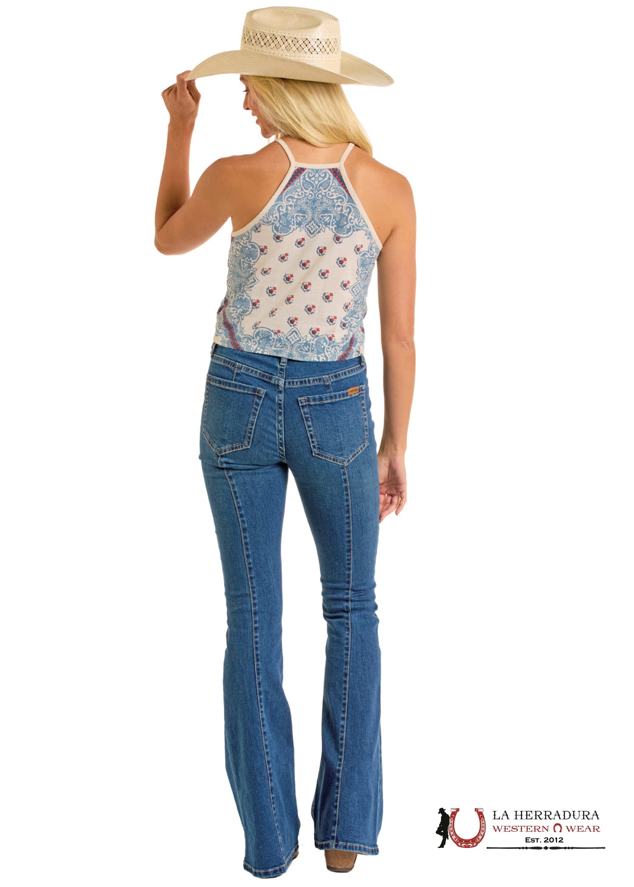 Rock&Roll Natural Scarf Print Tank Top Shirt - 6288 ROPA MUJERES