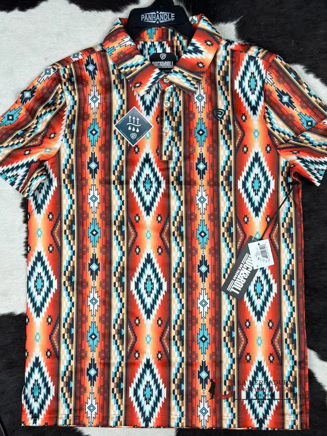 Rock&Roll Orange Aztec Polo 4453 Ropa Hombres