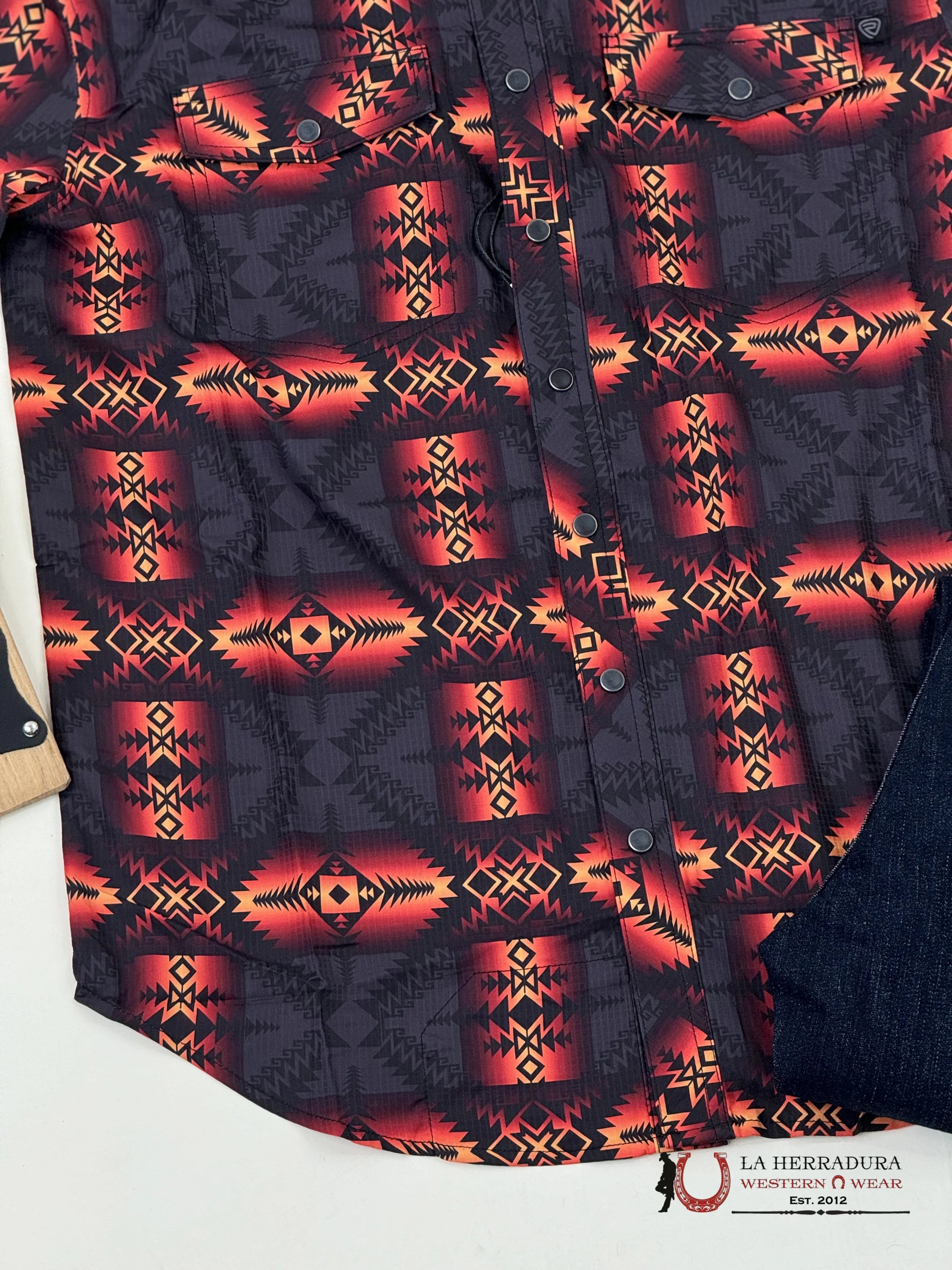 Rock&Roll Orange Aztec Snap Short Sleeve 4803 Ropa Hombres