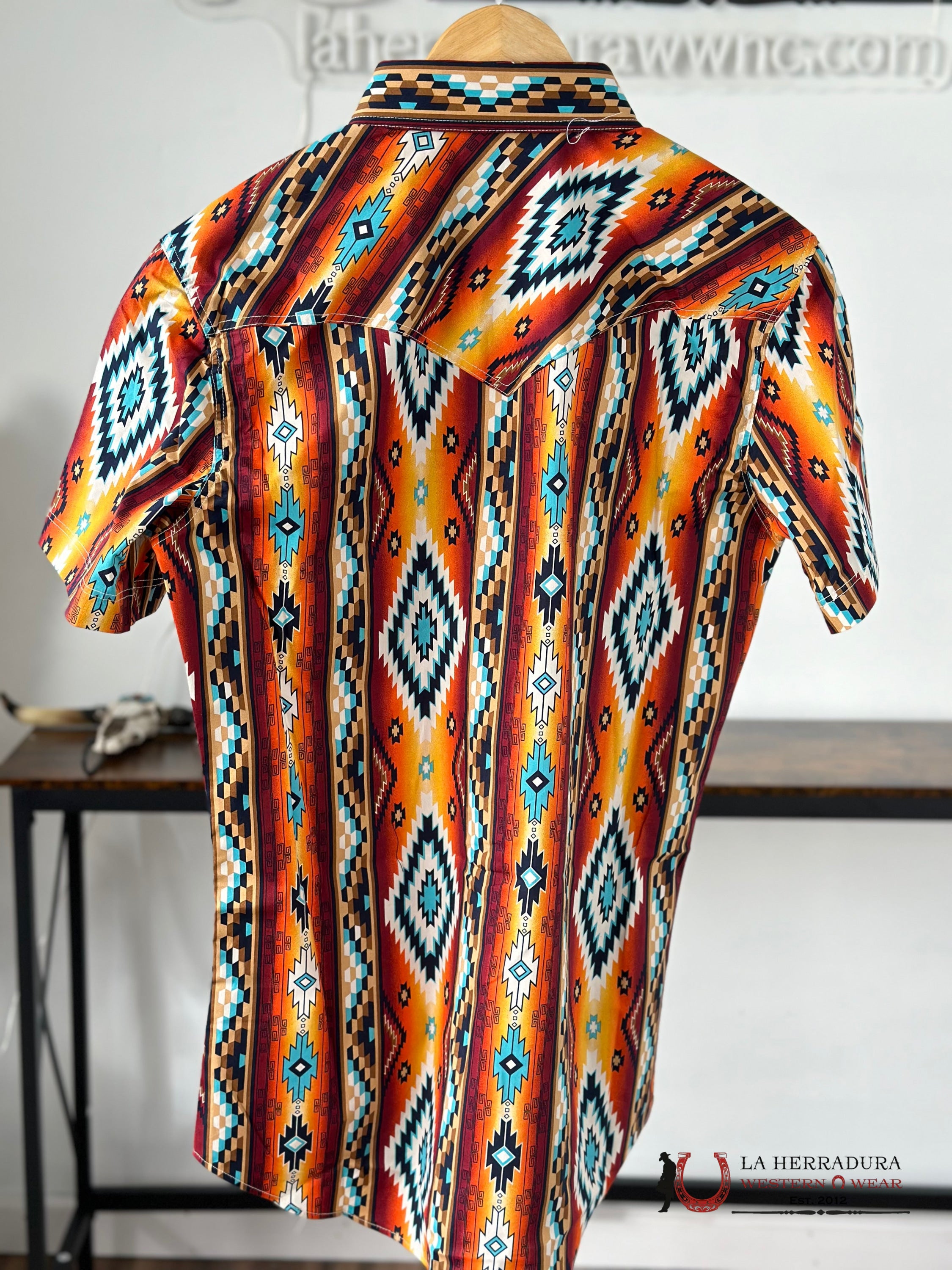 Rock&Roll Orange Aztec Snap Short Sleeve Shirt Ropa Hombres