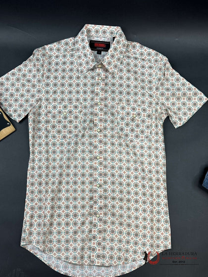 ROCK&ROLL ORANGE MEDALLION SNAP SHORT SLEEVE SHIRT