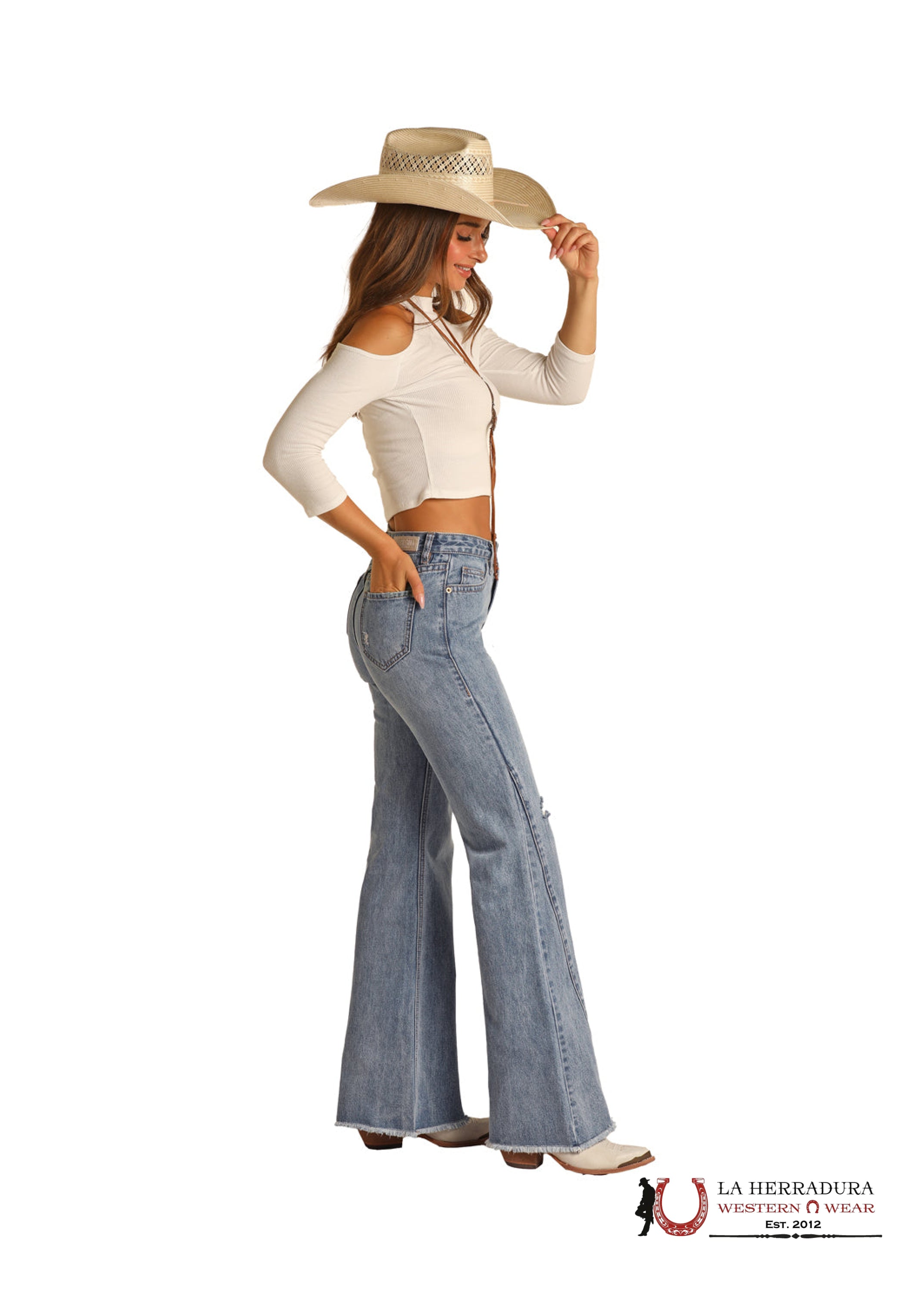 ROCK&ROLL PALAZZO FARE LIGHT WASH RRWD8HR0SH ROCK&ROLL JEANS WOMEN