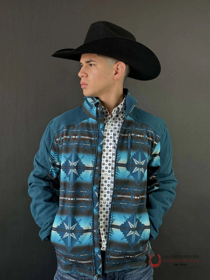 CHAMARRA SOFT SHELL AZTECA CON ESTAMPADO AZTECA PAVO REAL ROCK & ROLL PRMO92RZY6