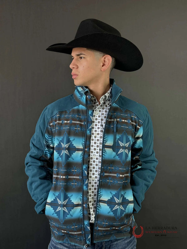 CHAMARRA SOFT SHELL AZTECA CON ESTAMPADO AZTECA PAVO REAL ROCK & ROLL PRMO92RZY6