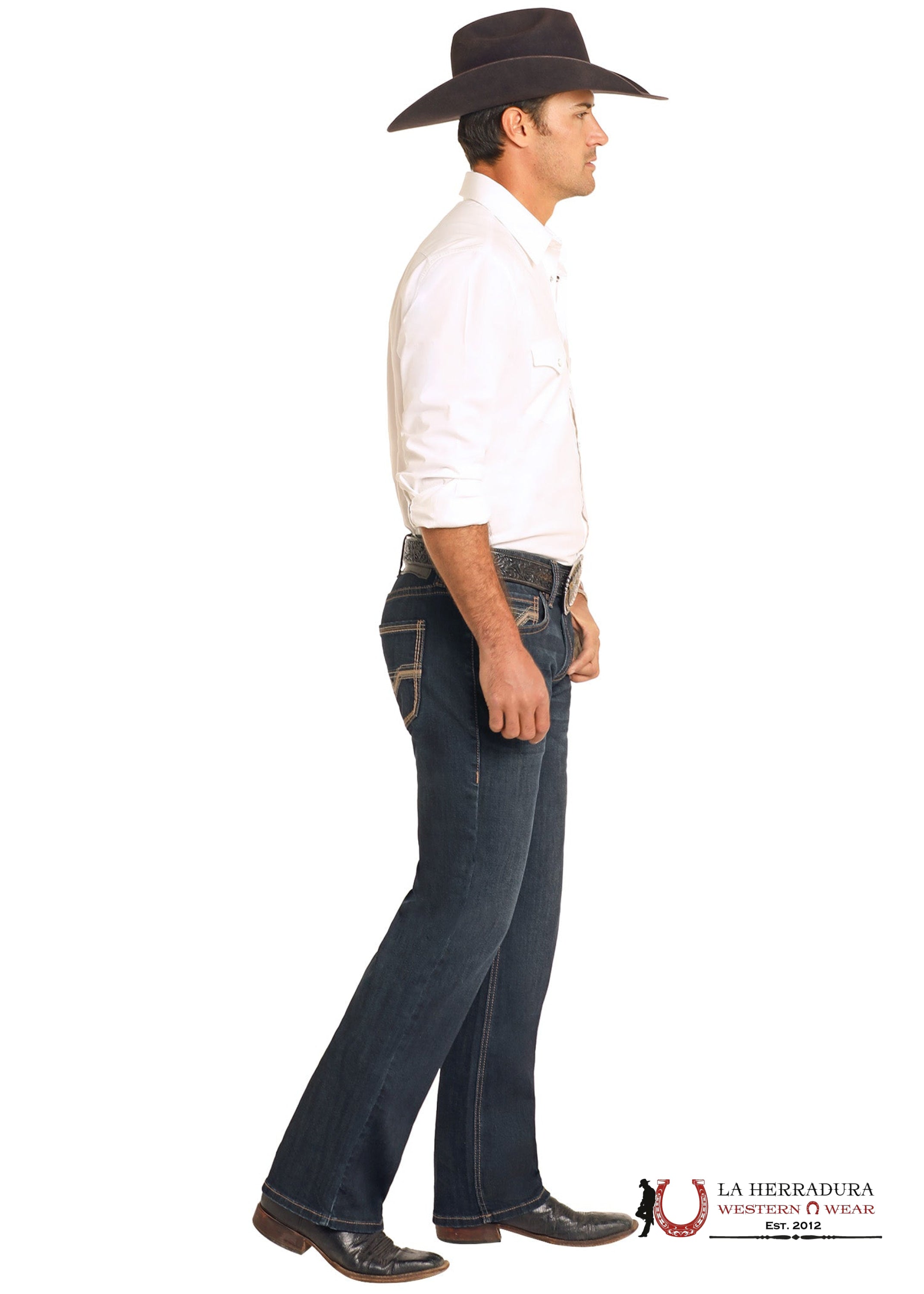 ROCK&ROLL PISTOL STRAIGHT DARK WASH REGULAR FIT STRAIGHT BOOT JEANS -BM1PD04823 ROPA HOMBRES