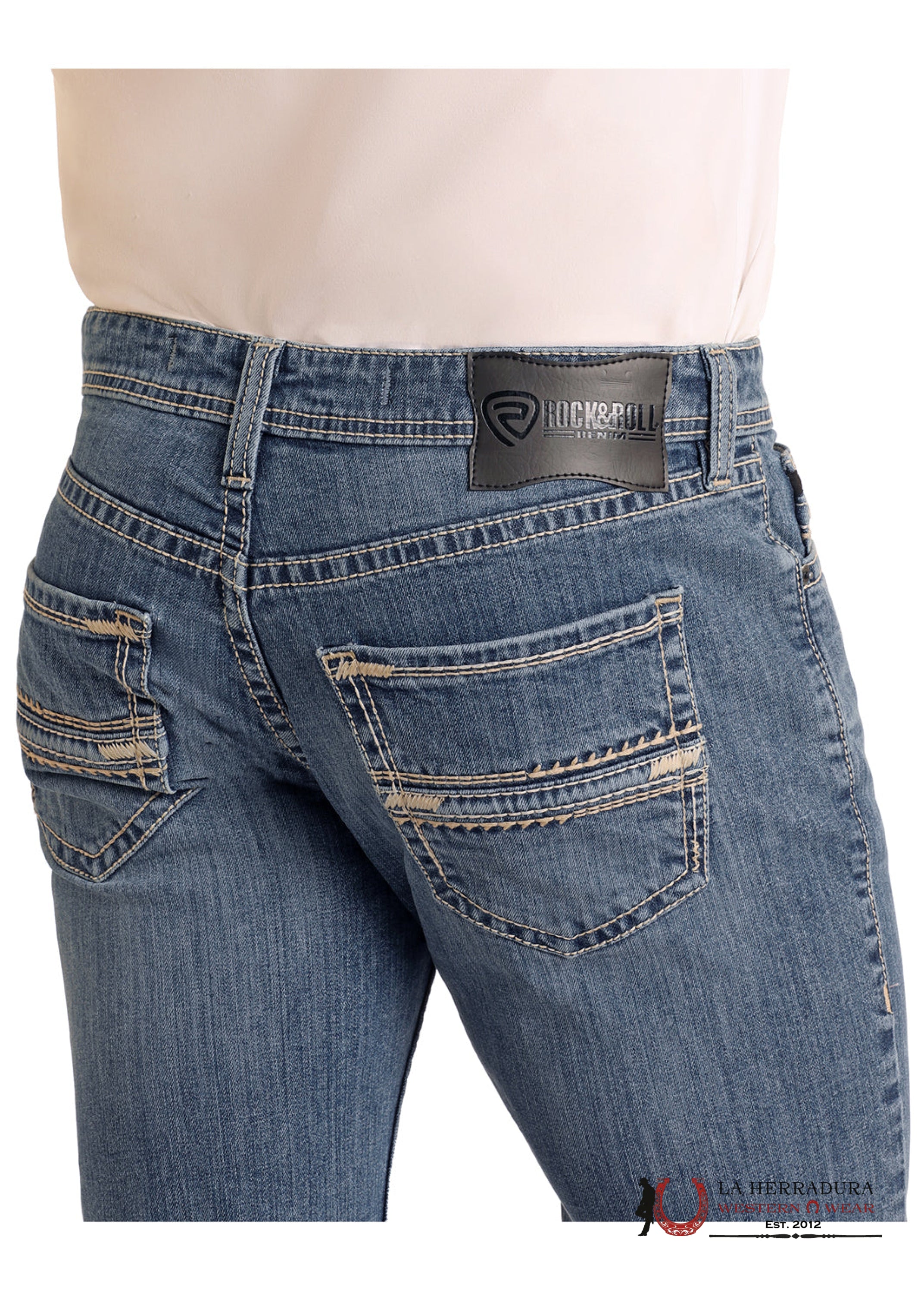 ROCK&ROLL Pistol Stackable Medium Vintage Boot Jeans-BMSPD06127 ROPA HOMBRES
