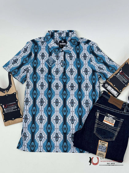 ROCK&ROLL POLO WHITE AZTEC SNAP SHORT SLEEVE 5030
