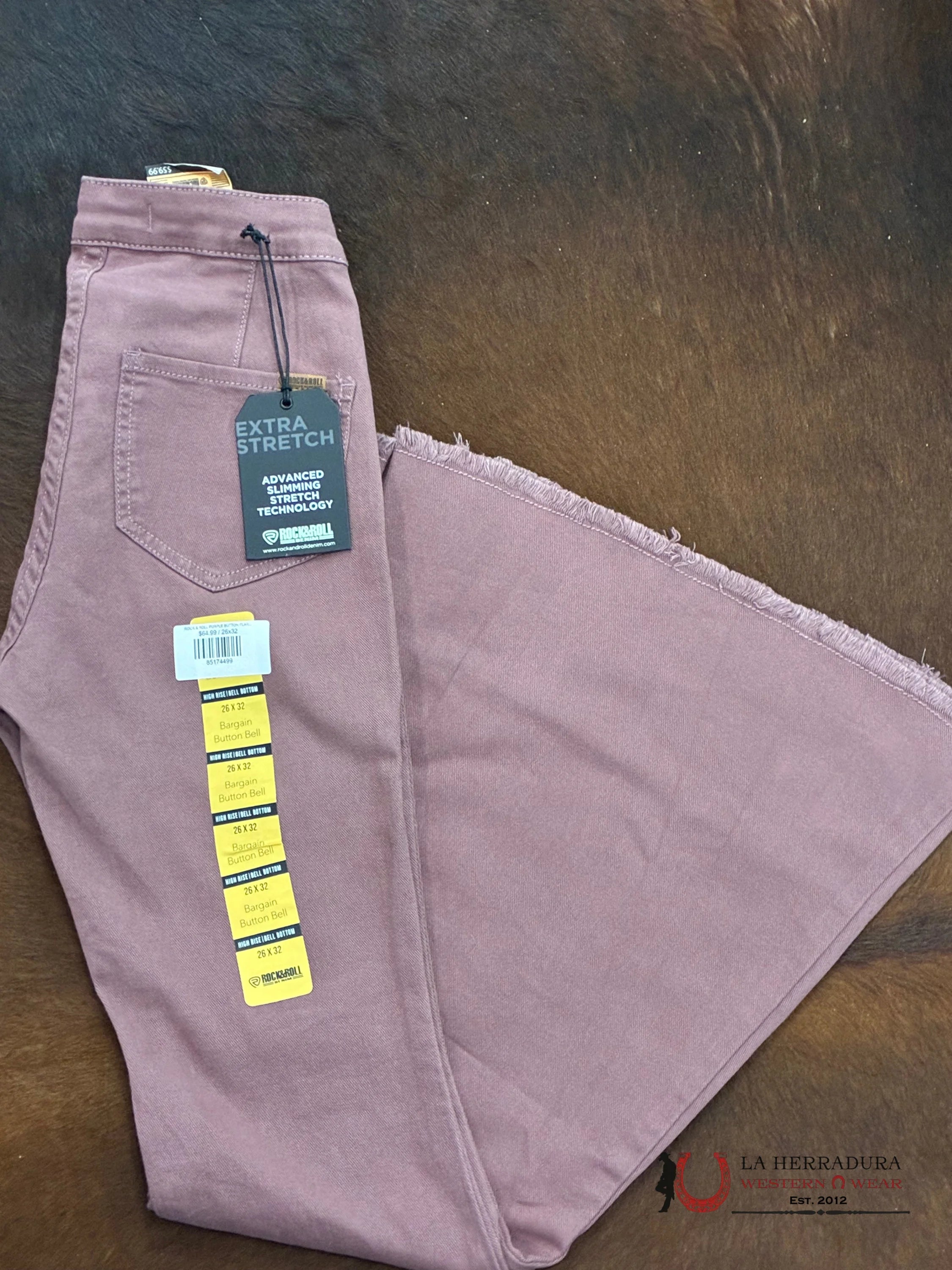 ROCK & ROLL PURPLE BUTTON FLARE JEANS ROPA MUJERES