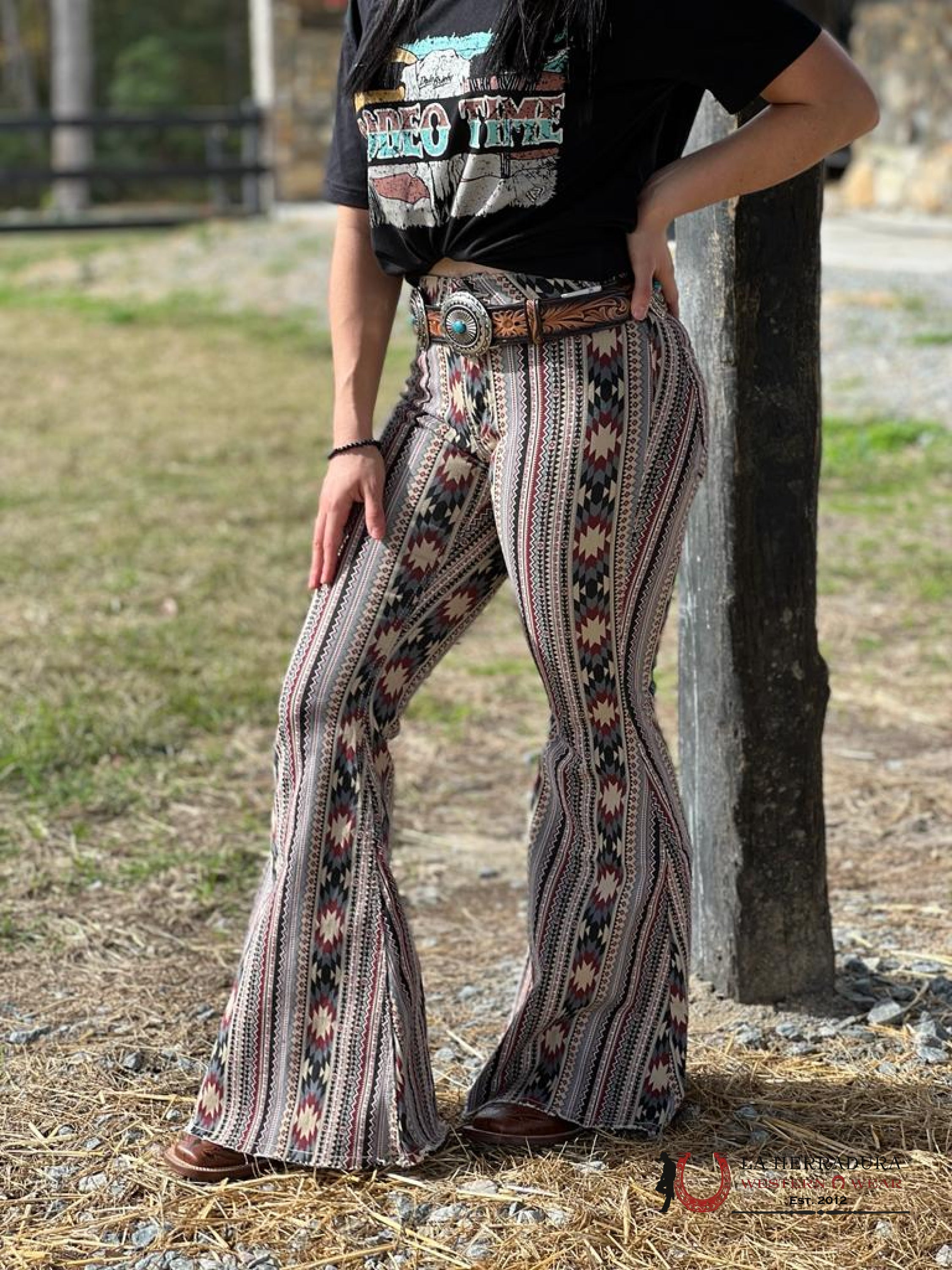 Rock&Roll Red/Black Aztec Flare Jeans Jeans Women