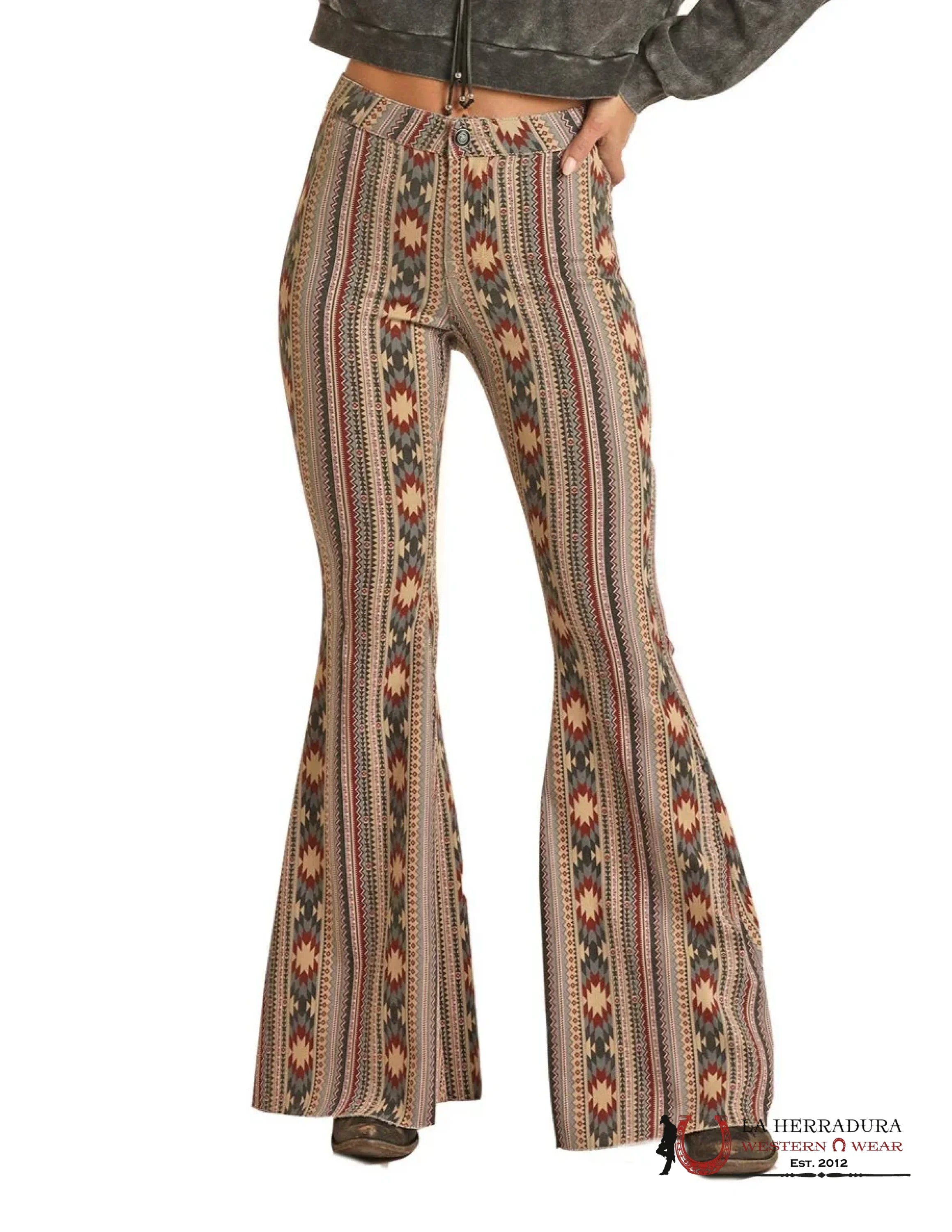 ROCK&ROLL Red/Black Aztec Flare Jeans ROCK&ROLL JEANS WOMEN