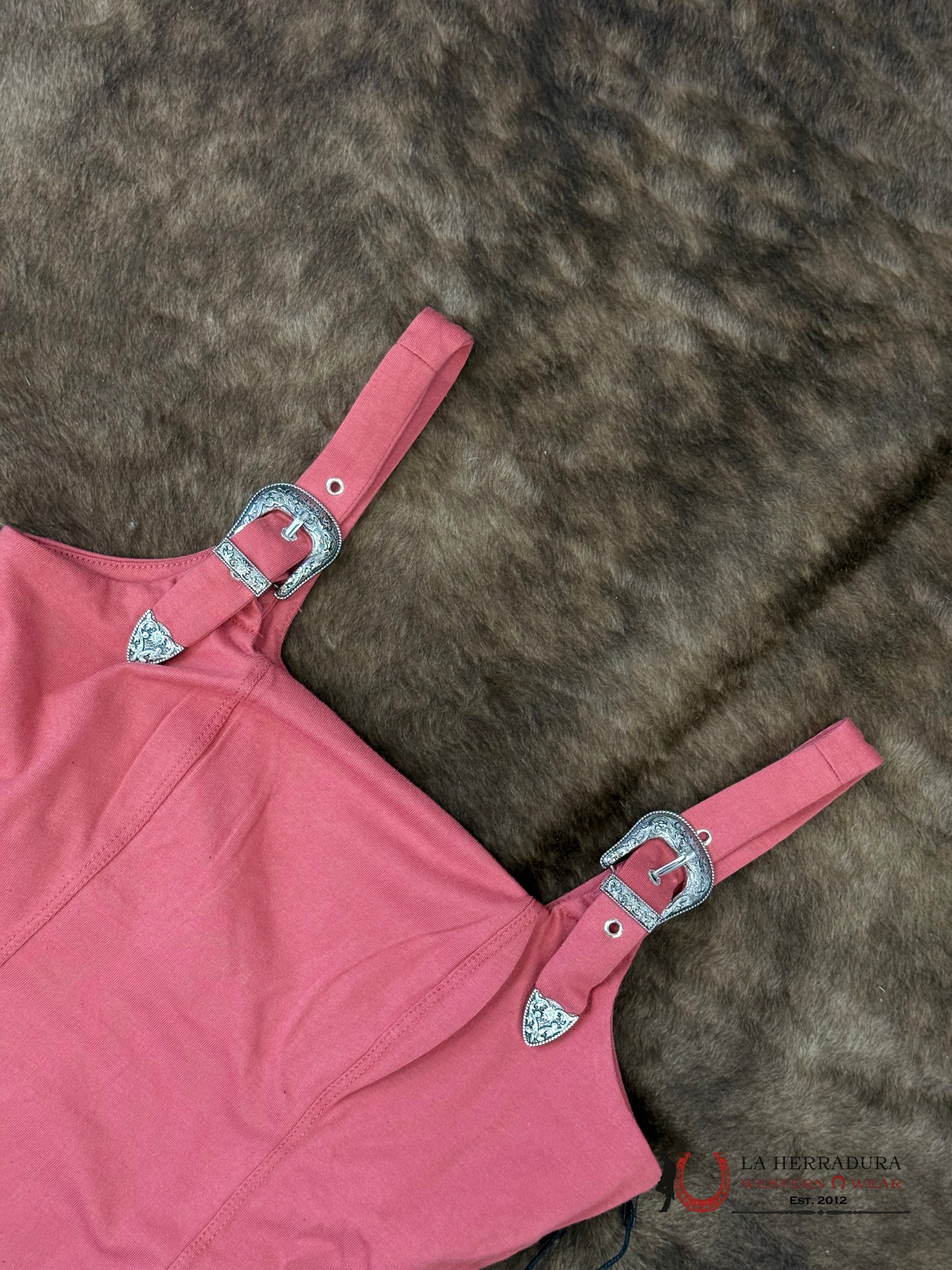 Rock&Roll Rose/Mauve Square Neck Tank With Buckles Shirt - 6283 ROPA MUJERES