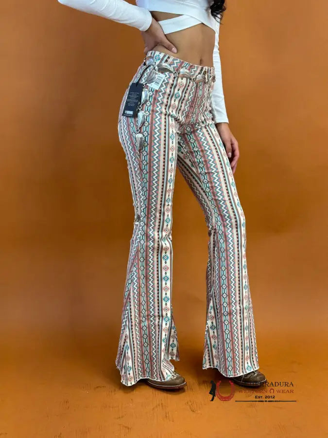 Rock&Roll Rose/Mauve Stripe Aztec Bell Bottom 3952 Jeans Women