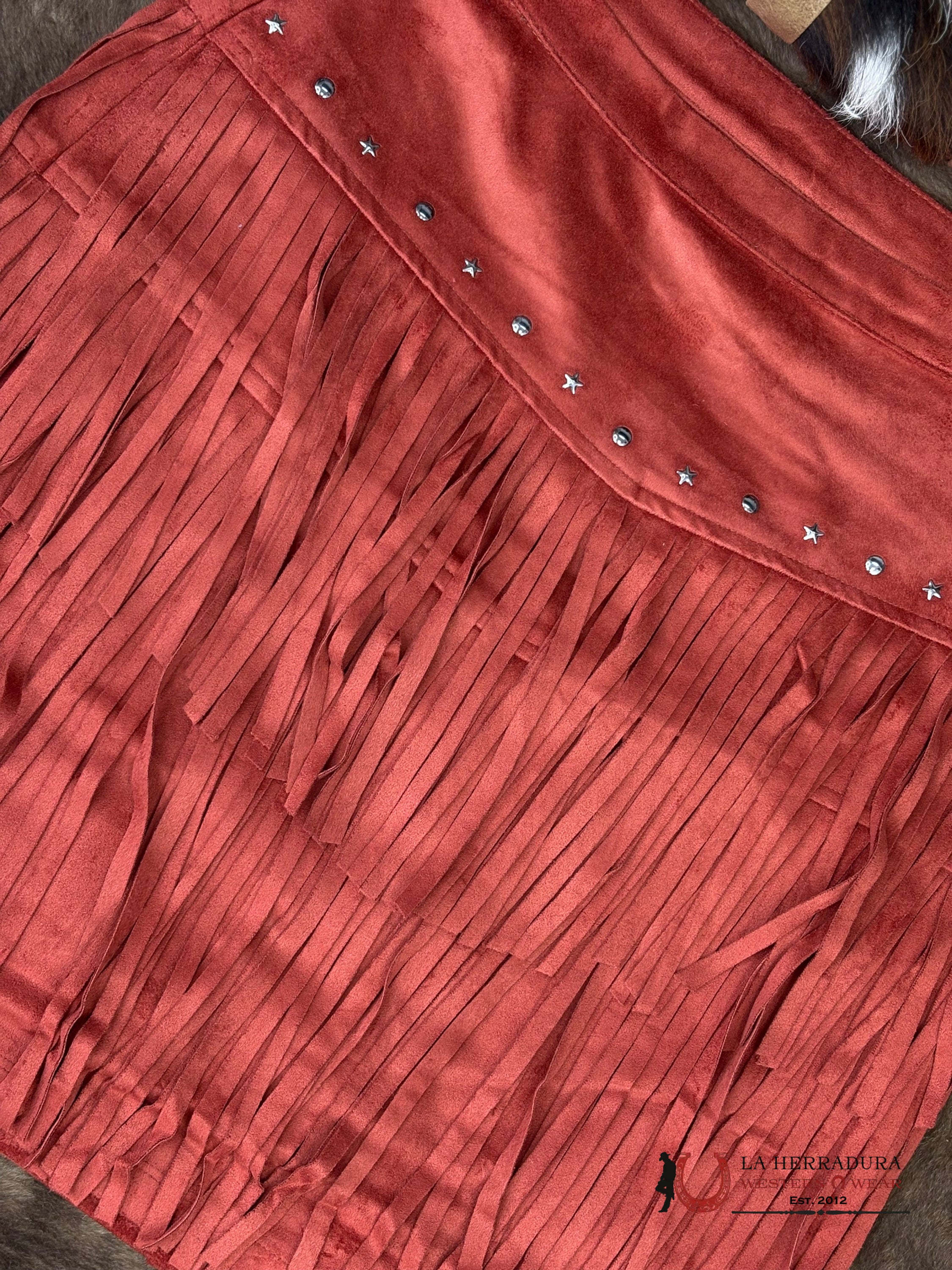Rock&Roll Rust Microsuede Skirt With Fringe - 6287 ROPA MUJERES