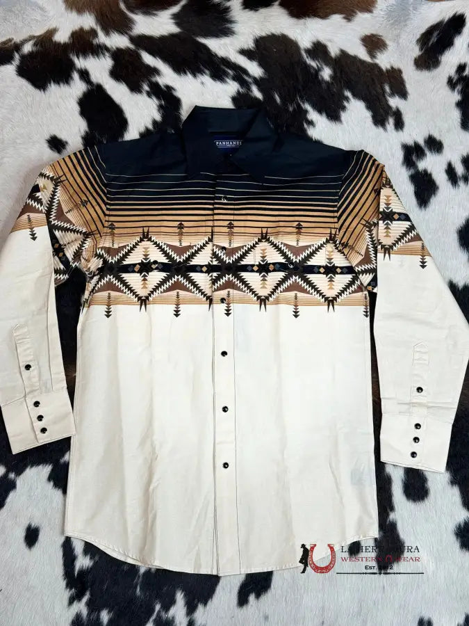 Rock&Roll Shirt Aztec Tan Border Snap Ropa Hombres