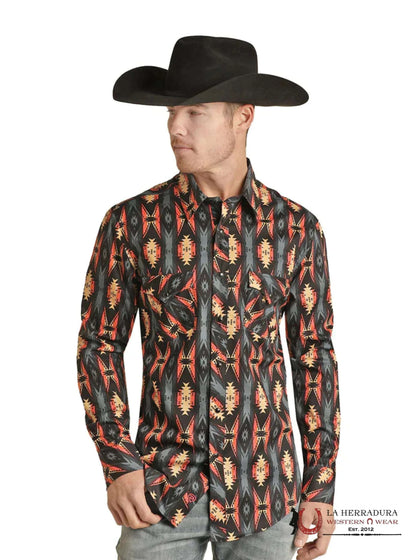 ROCK&ROLL SHIRT AZTEC WOVEN SNAP PEACH RRMSOSR08Q