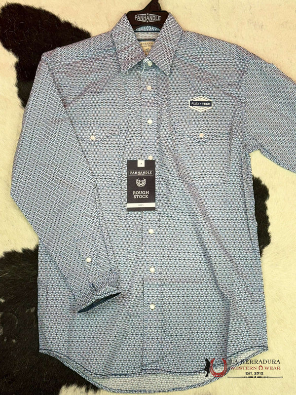 CAMISA ROCK&ROLL AZUL CON BROCHES A PRESIÓN