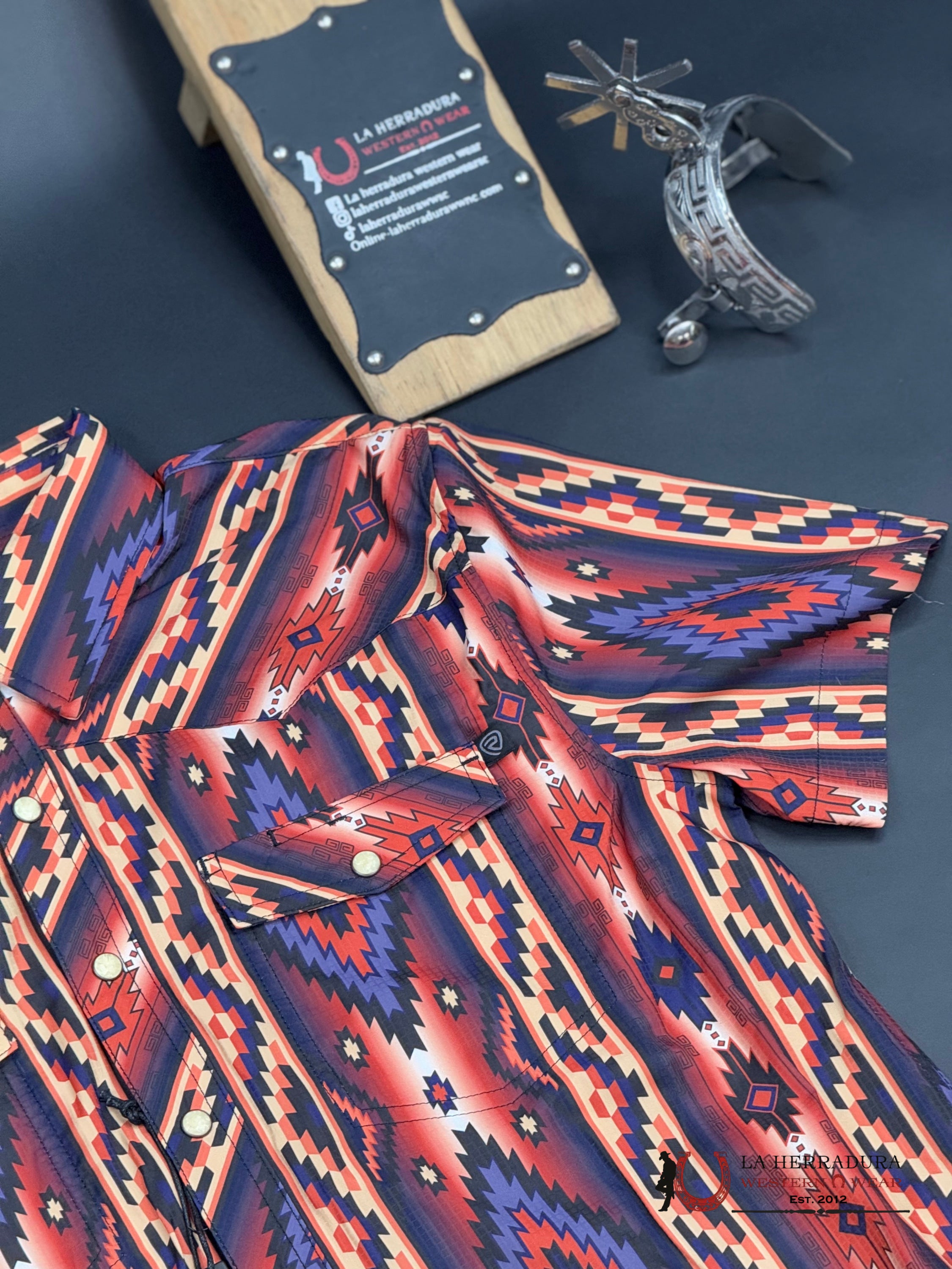 Rock&Roll Short Sleeve Rust Aztec Print Ropa Hombres