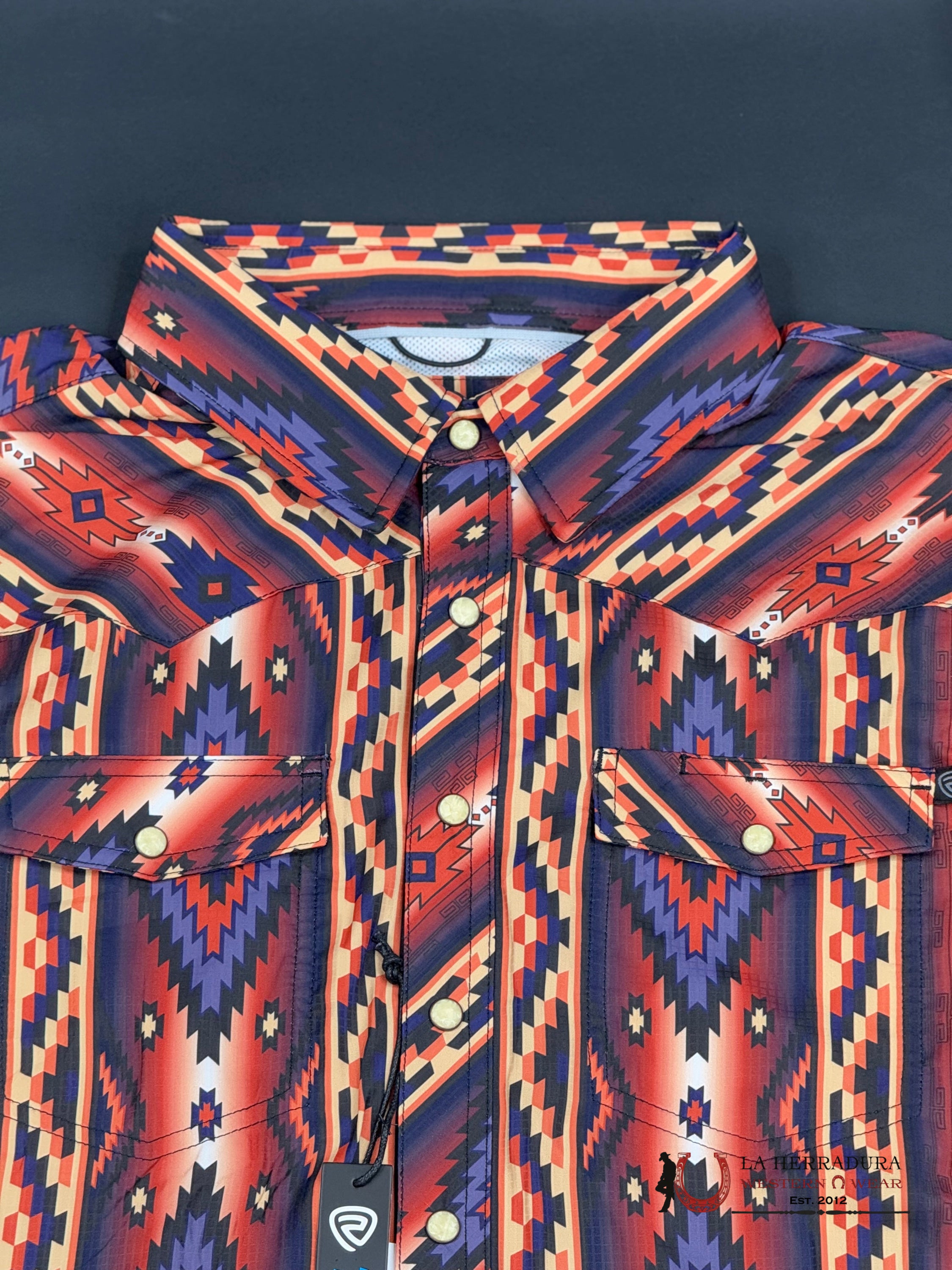 Rock&Roll Short Sleeve Rust Aztec Print Ropa Hombres