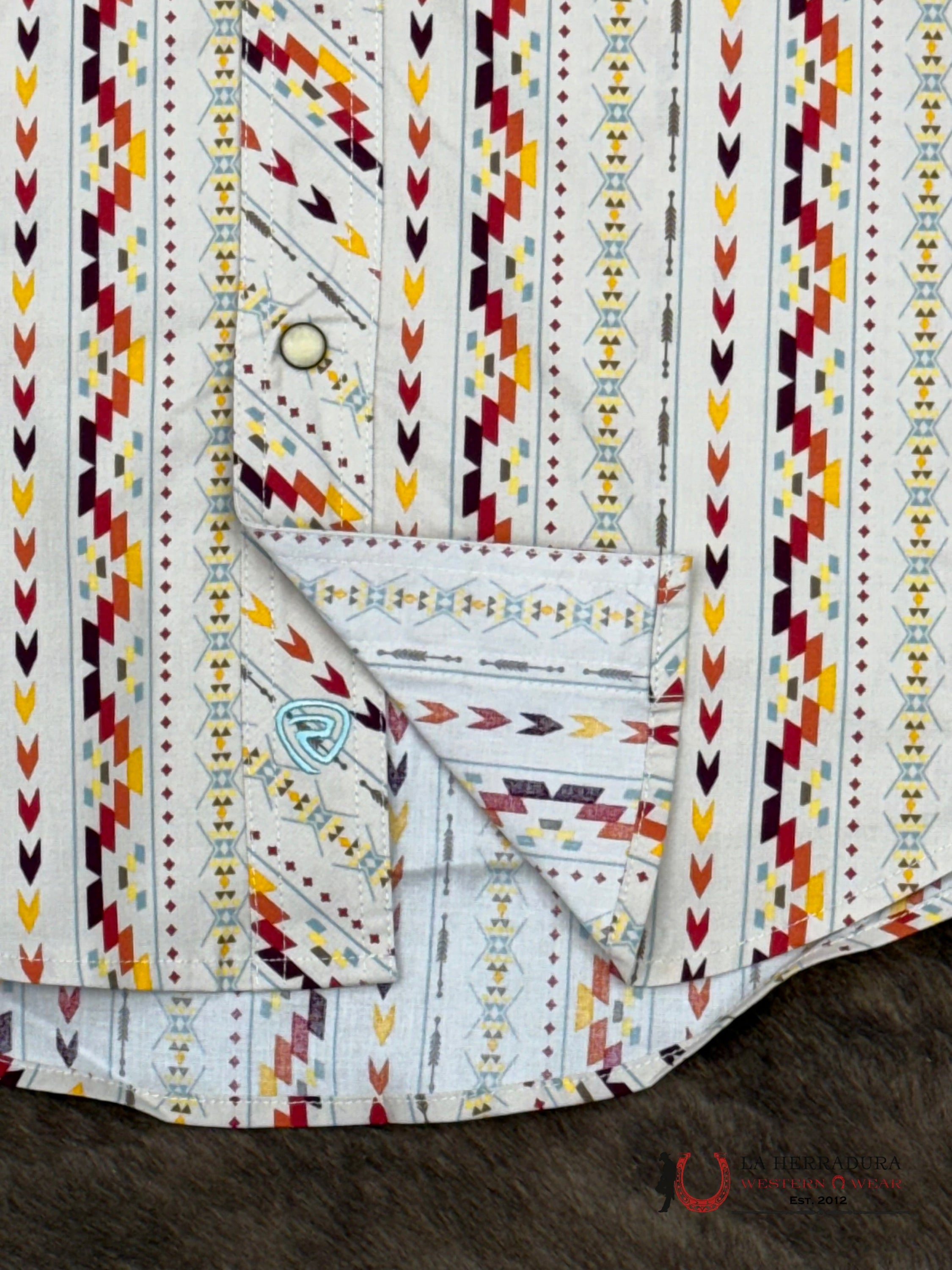 ROCK&ROLL SHORT SLEEVE SHIRT AZTEC STRIPE PRINT BUTTON UP - 5844 ROPA HOMBRES