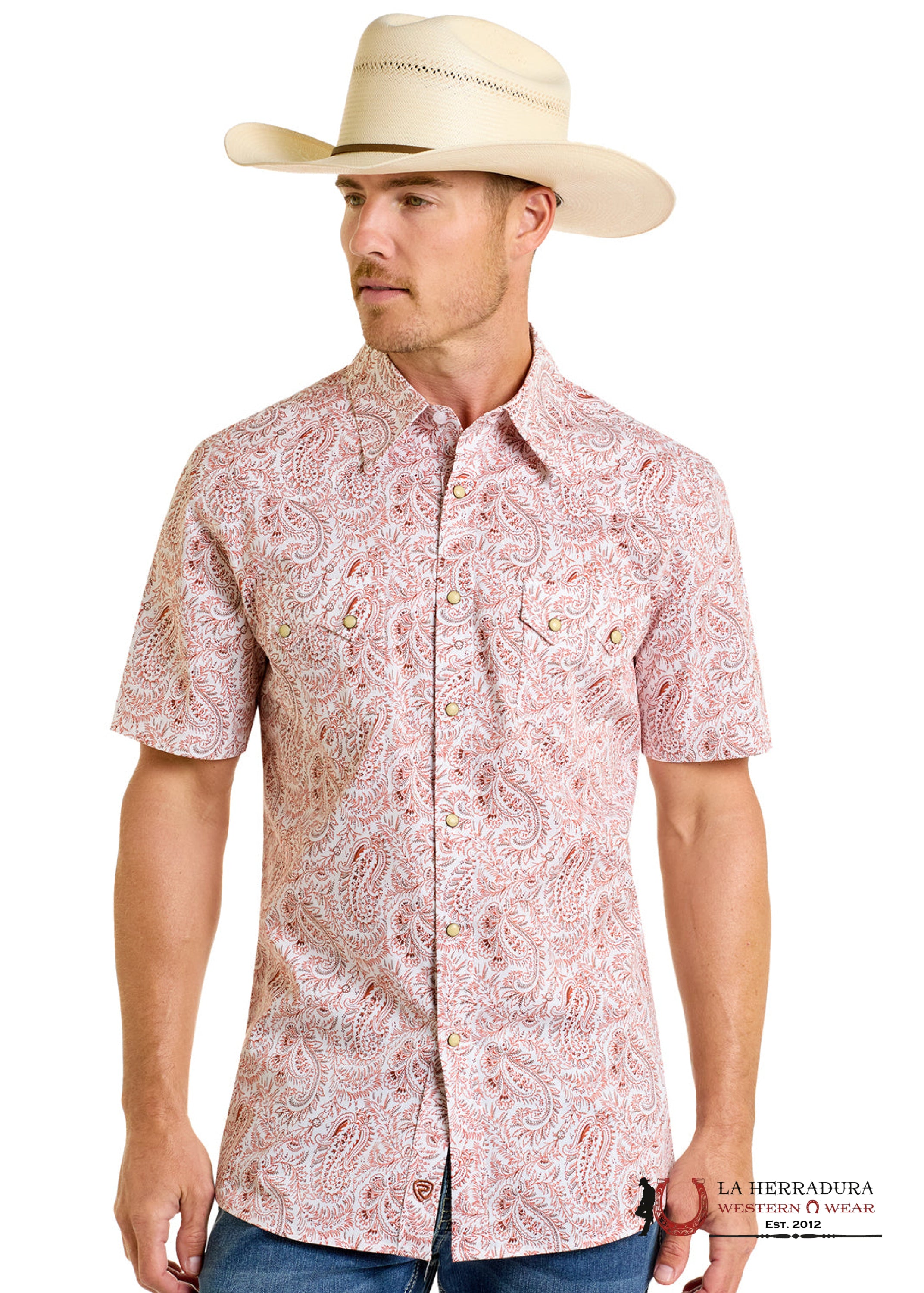 ROCK&ROLL SHORT SLEEVE SHIRT AZTEC STRIPE PRINT BUTTON UP - BMN3S06496 ROPA HOMBRES