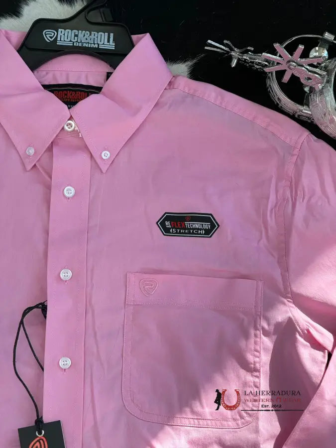 Rock&Roll Solid Pink Long Sleeve Shirt Ropa Hombres