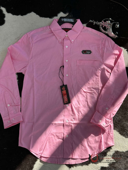 ROCK&ROLL SOLID PINK LONG SLEEVE SHIRT MENS RRMSODRZ5R
