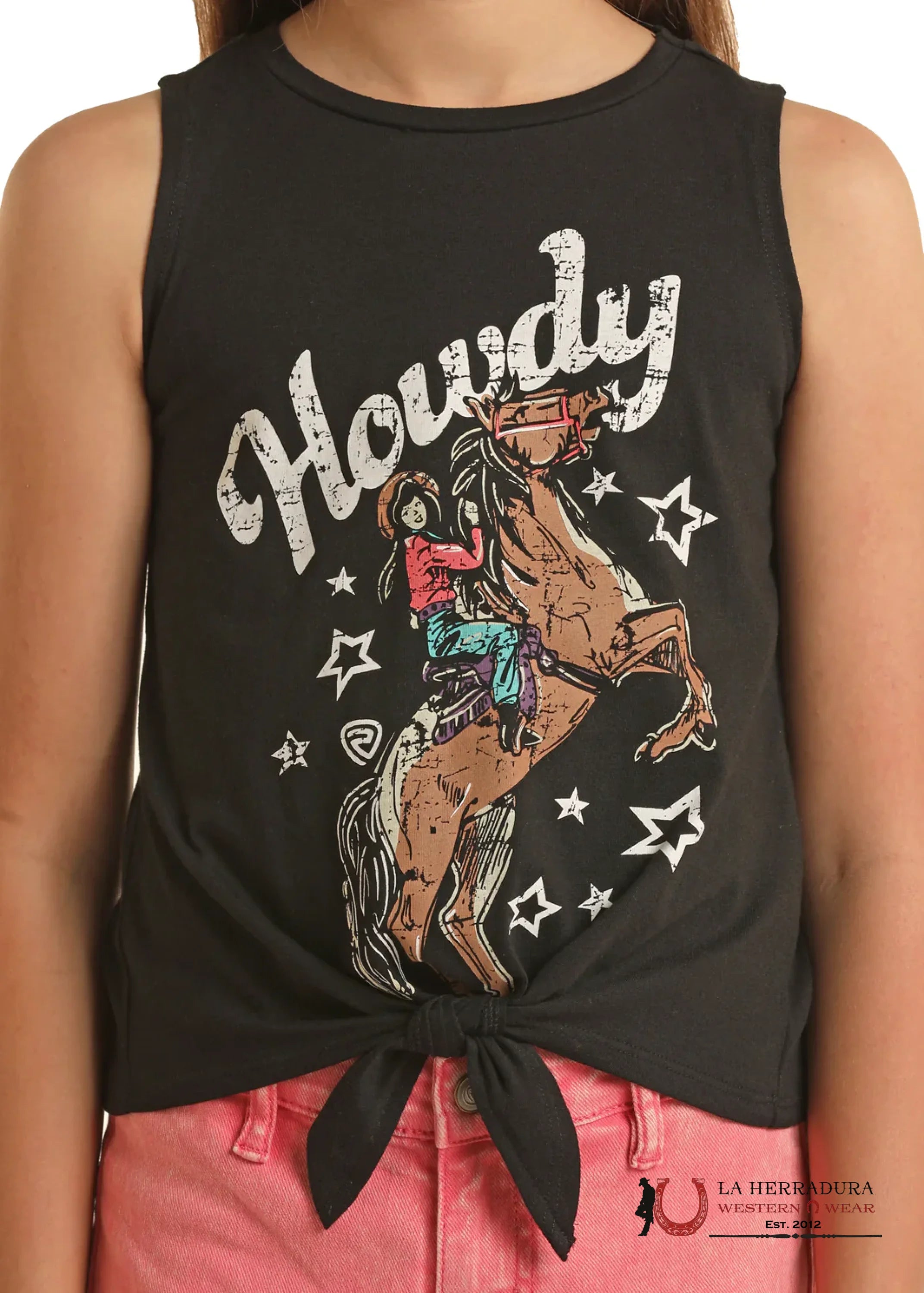 ROCK&ROLL T-SHIRT BLACK GRAPHIC TANK WITH TIE BG20T03623 NIÑAS