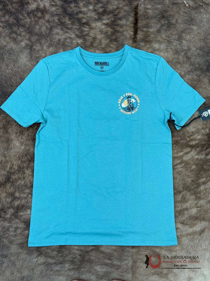 ROCK&ROLL TEAL SKELETON GRAPHIC T-SHIRT MEN - BU21T06777