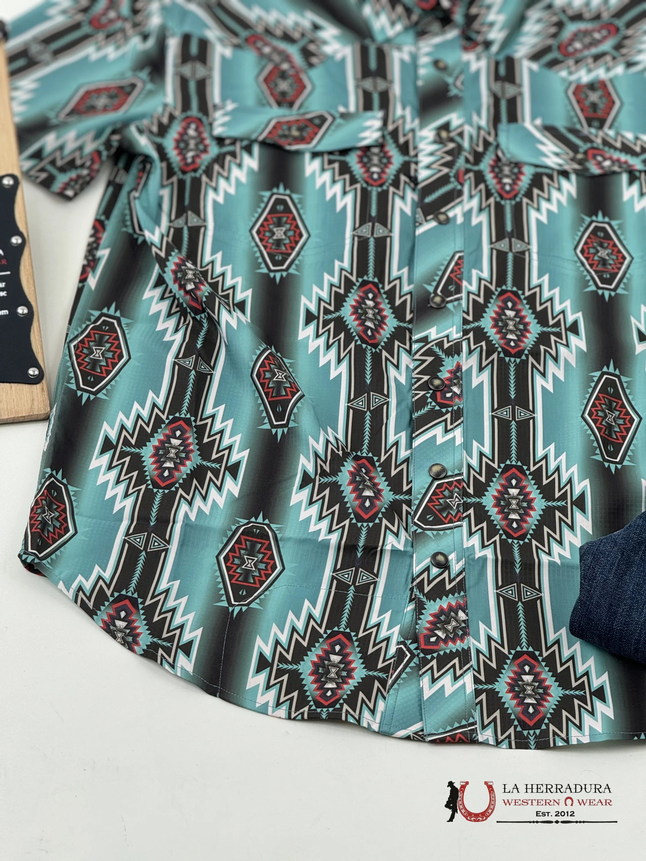 Rock&Roll Turquoise Aztec Snap Short Sleeve 4804 Ropa Hombres