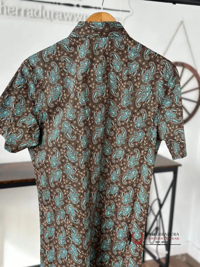 Rock&Roll Turquoise Paisley Snap Short Sleeve Shirt 3940 Ropa Hombres