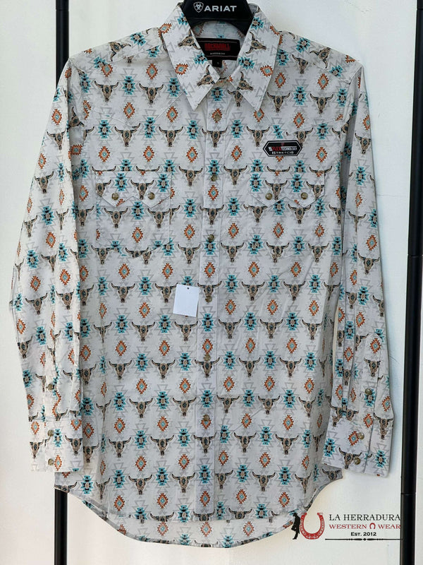 ROCK&ROLL WHITE BULL AZTEC PRINT LONG SLEEVE