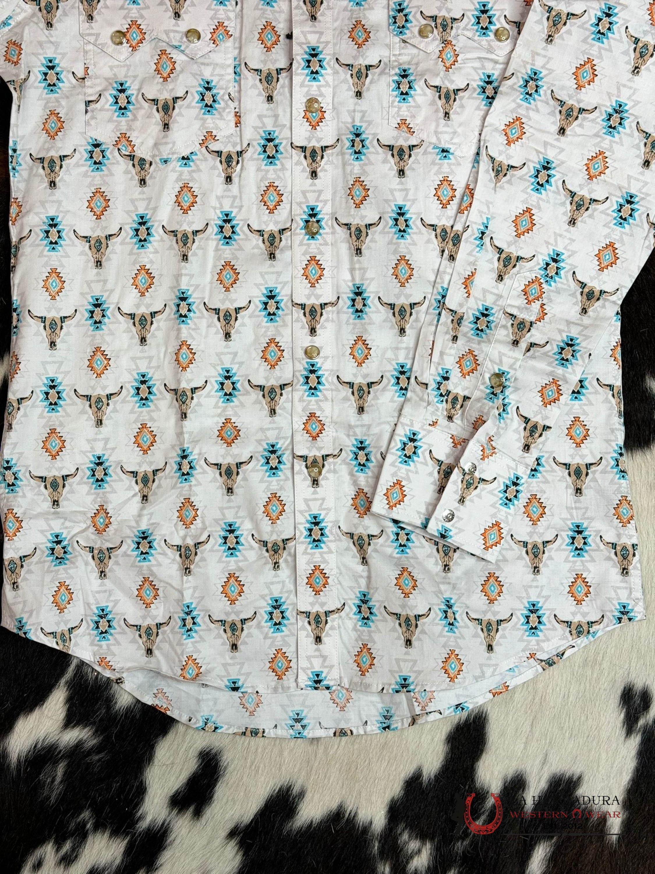 Rock&Roll White Bull Aztec Print Long Sleeve Ropa Hombres