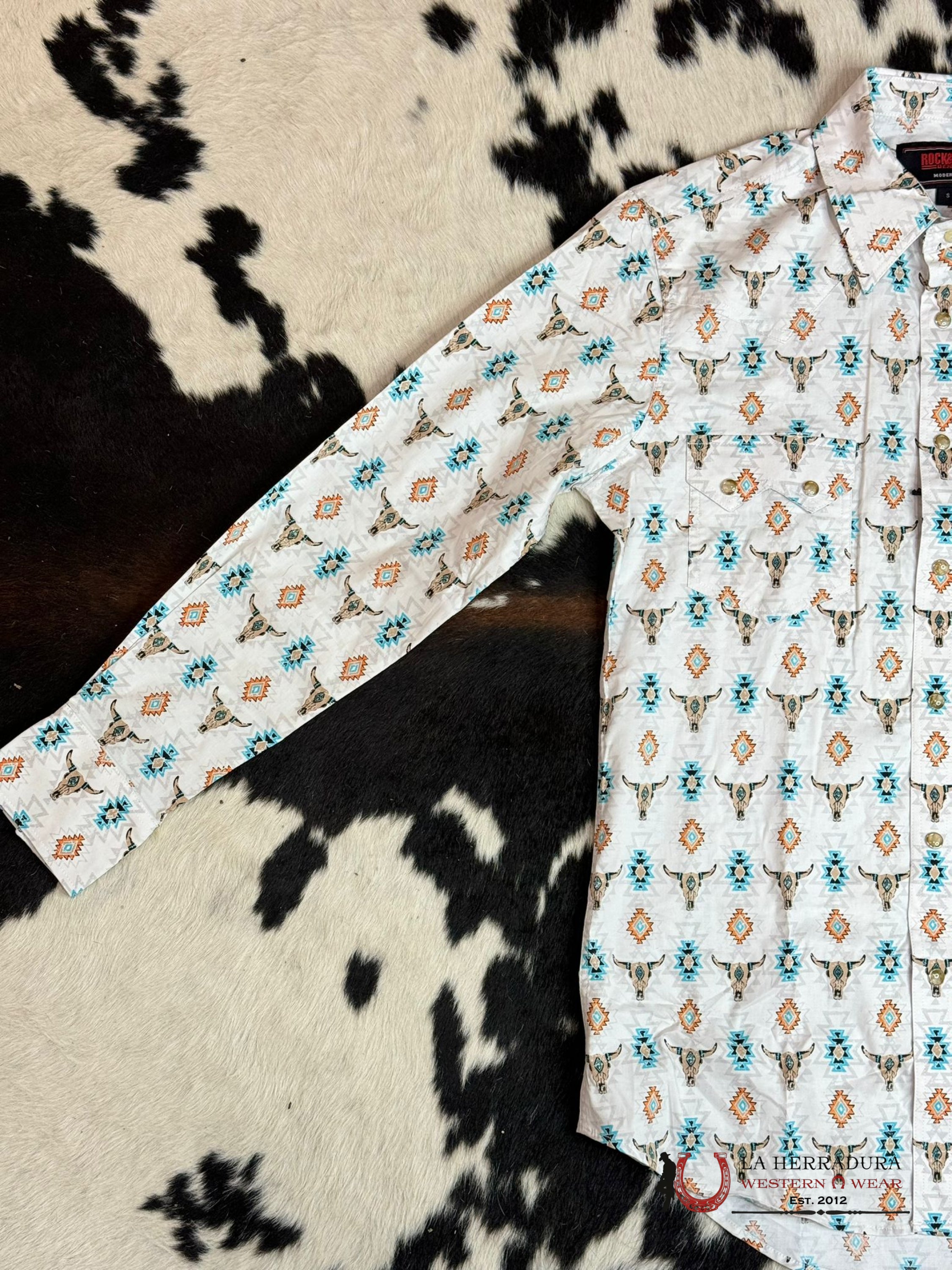 Rock&Roll White Bull Aztec Print Long Sleeve Ropa Hombres
