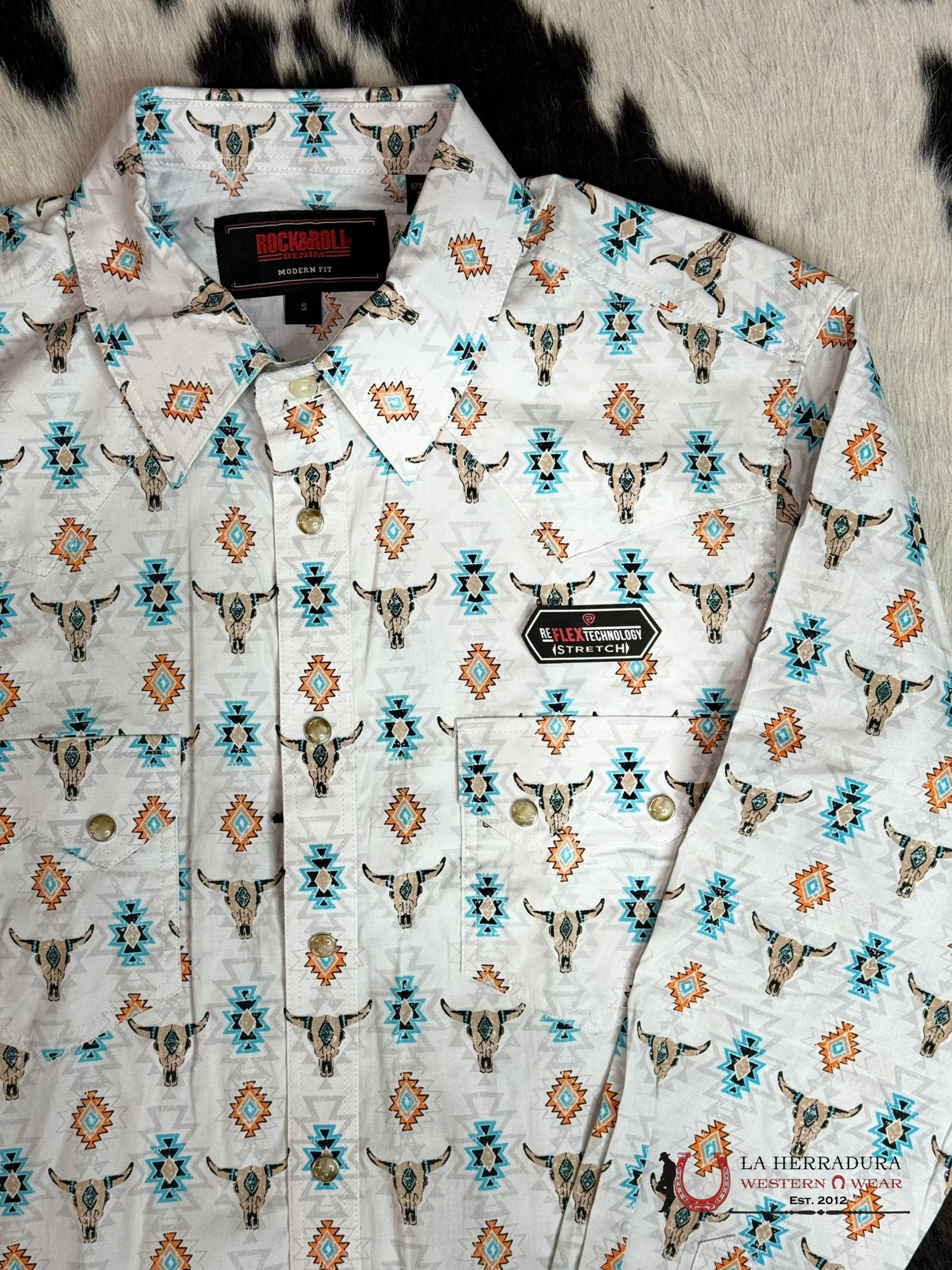 Rock&Roll White Bull Aztec Print Long Sleeve Ropa Hombres