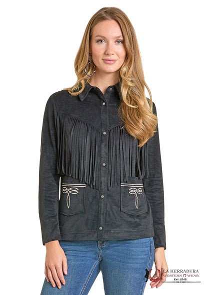 PANHANDLE WOMEN CHAQUETA CAMISERA CON CANESÚ DE FLECOS NEGRO LW92T07117