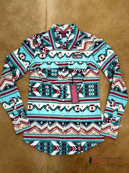 ROCK&ROLL WOMEN CAMISA A PRESIÓN DE CORTE COMPARTIDO BURDEOS RRWSOSR09G