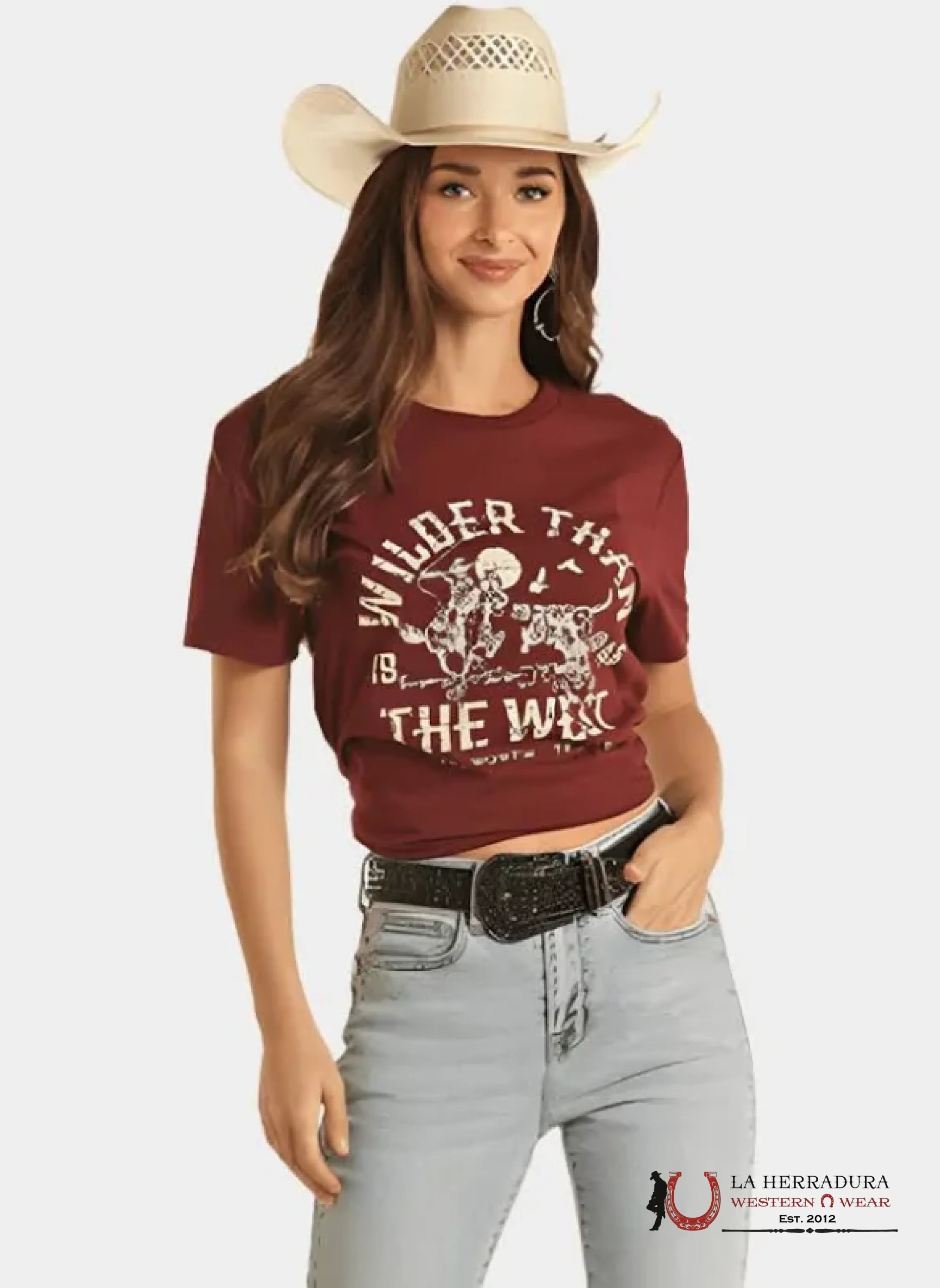 ROCK & ROLL WOMEN T-SHIRT BURGUNDY THE WEST GRAPHIC BU21T03683 ROPA MUJERES