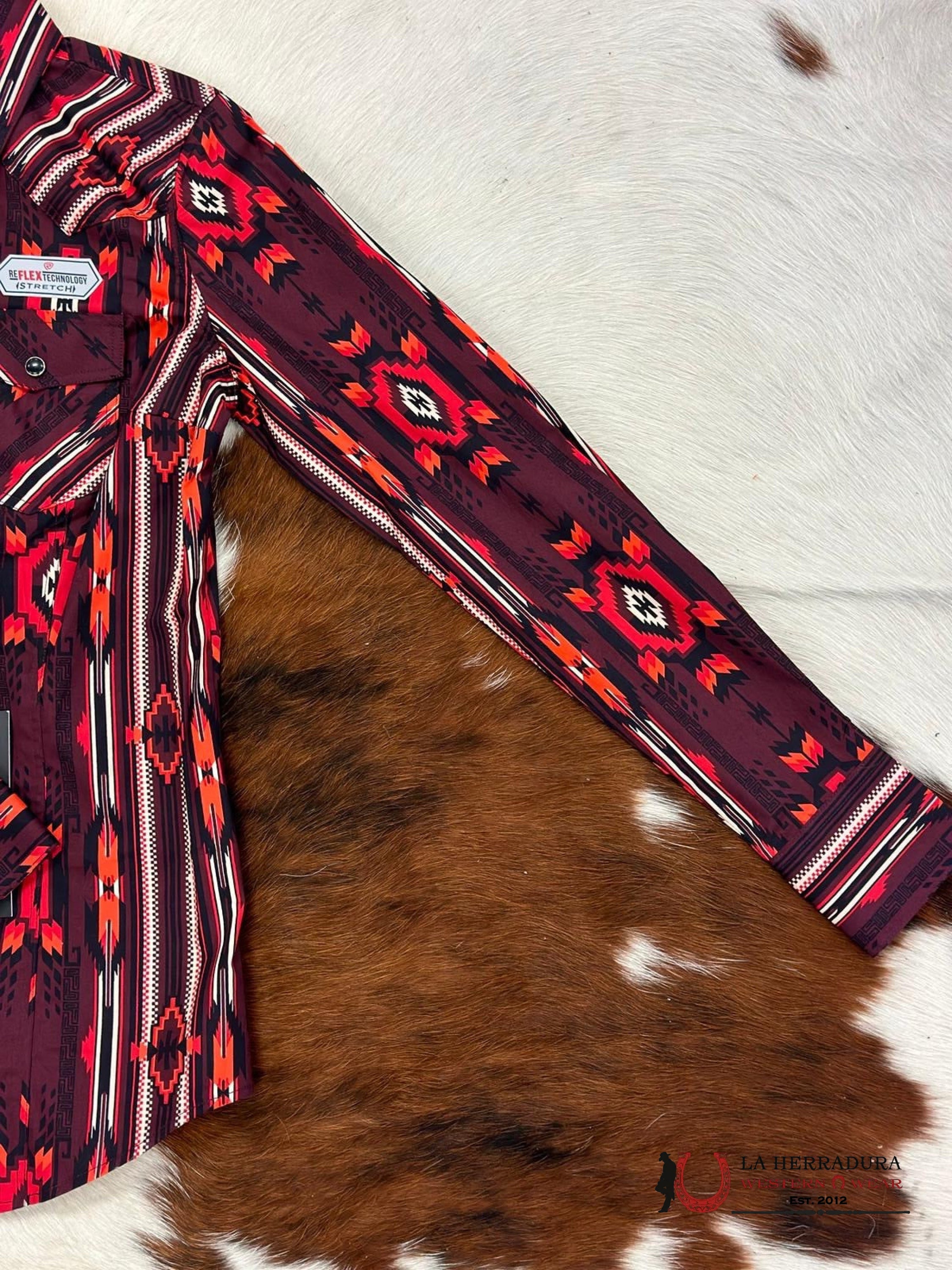 ROCK&ROLL WOMENS BURGUNDY GEO SNAP SHIRT RRWSOSRZ1K ROPA MUJERES