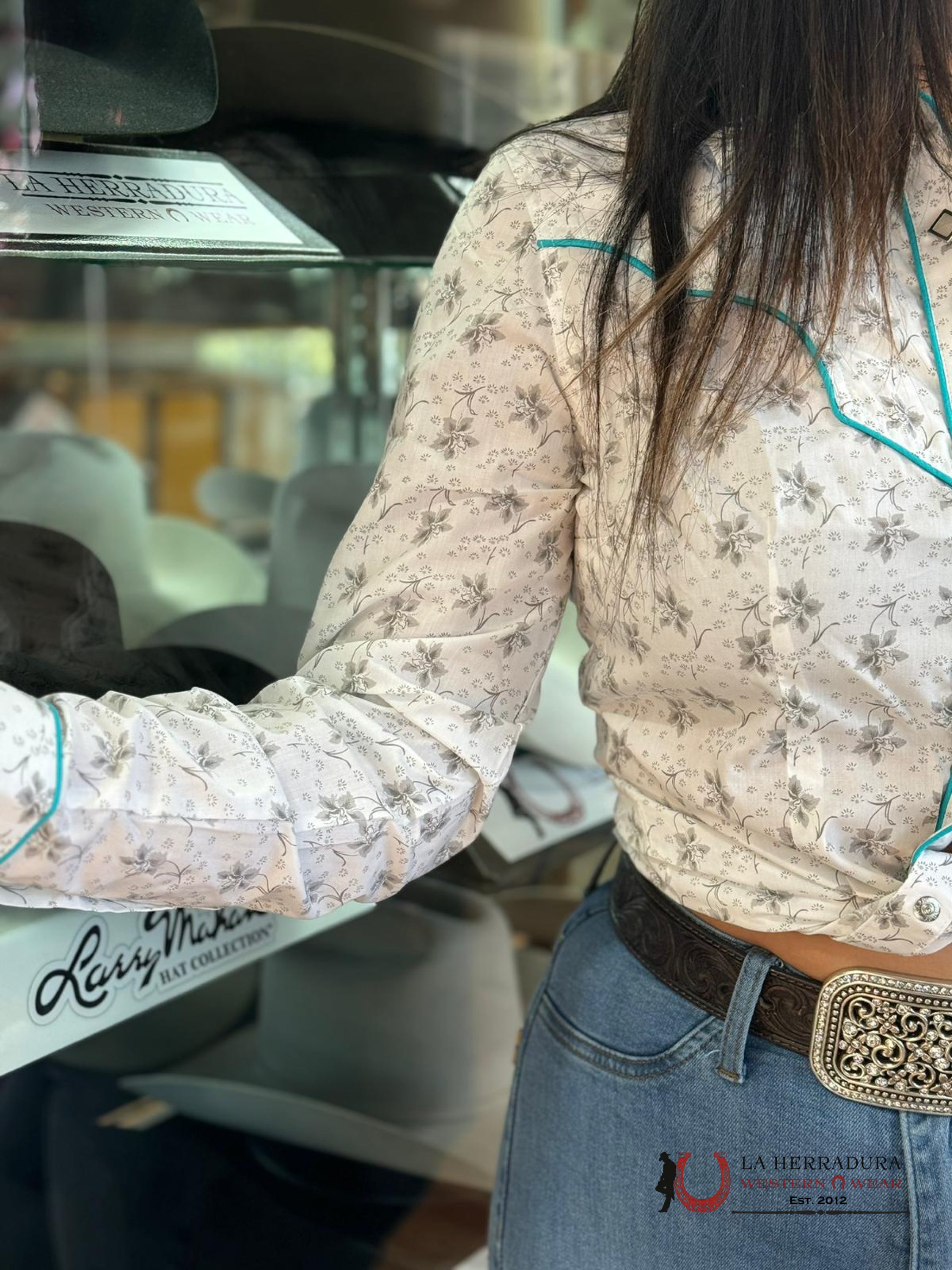 Rock&Roll Womens Charcoal Floral Snap With Piping Ropa Mujeres