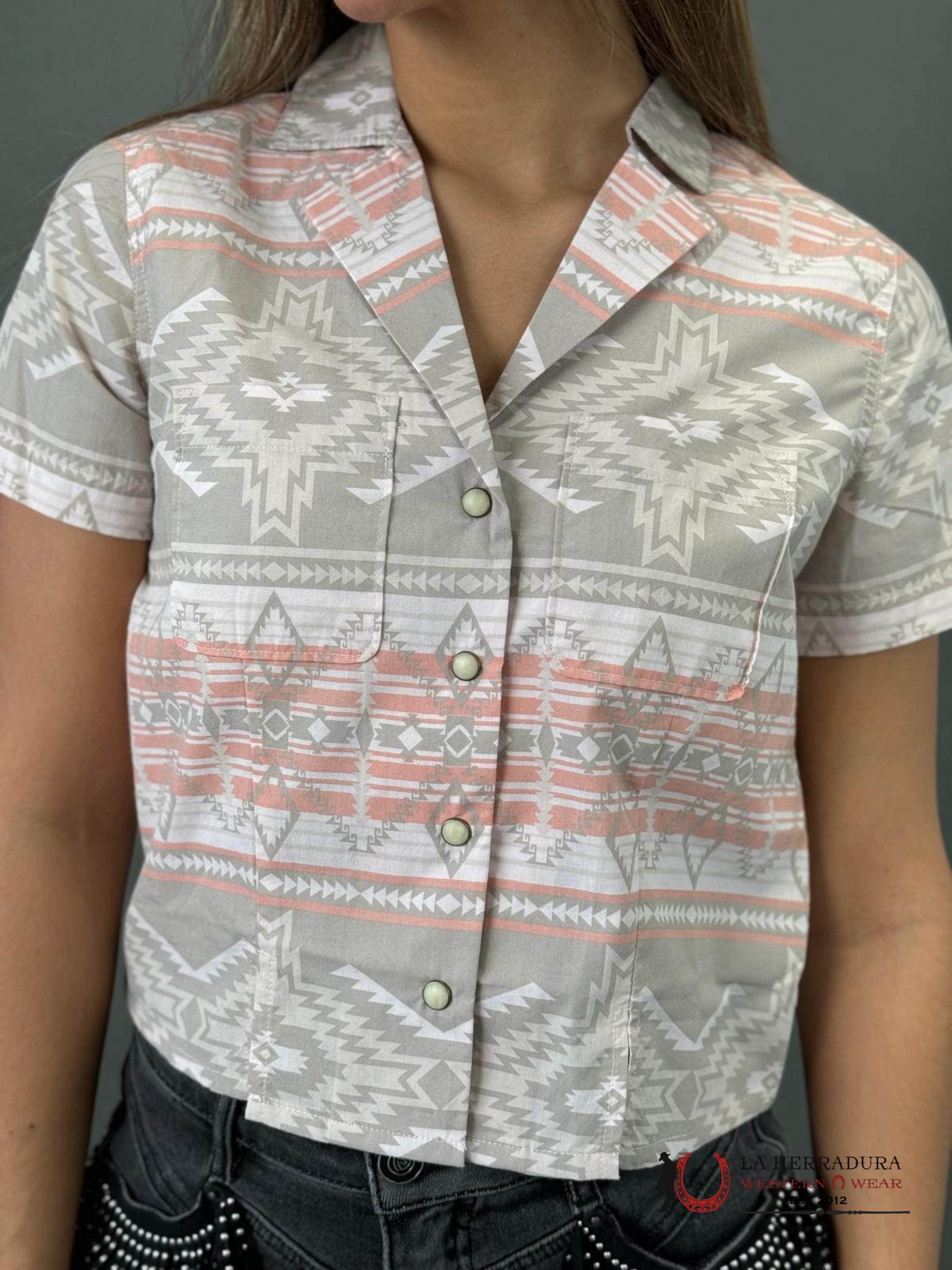 Rock&Roll Women’s Natural Shared Core Snap With Aztec Print Ropa Mujeres