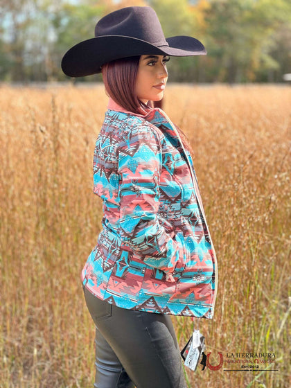 POWDER RIVER OUTFITTERS Womens Panhandle Peach Aztec Softshell PRW092RZY5