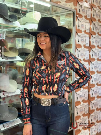 CAMISA DE CIERRE COMPARTIDO EN COLOR DURAZNO ROCK&ROLL PARA MUJER RRWSOSR08Q