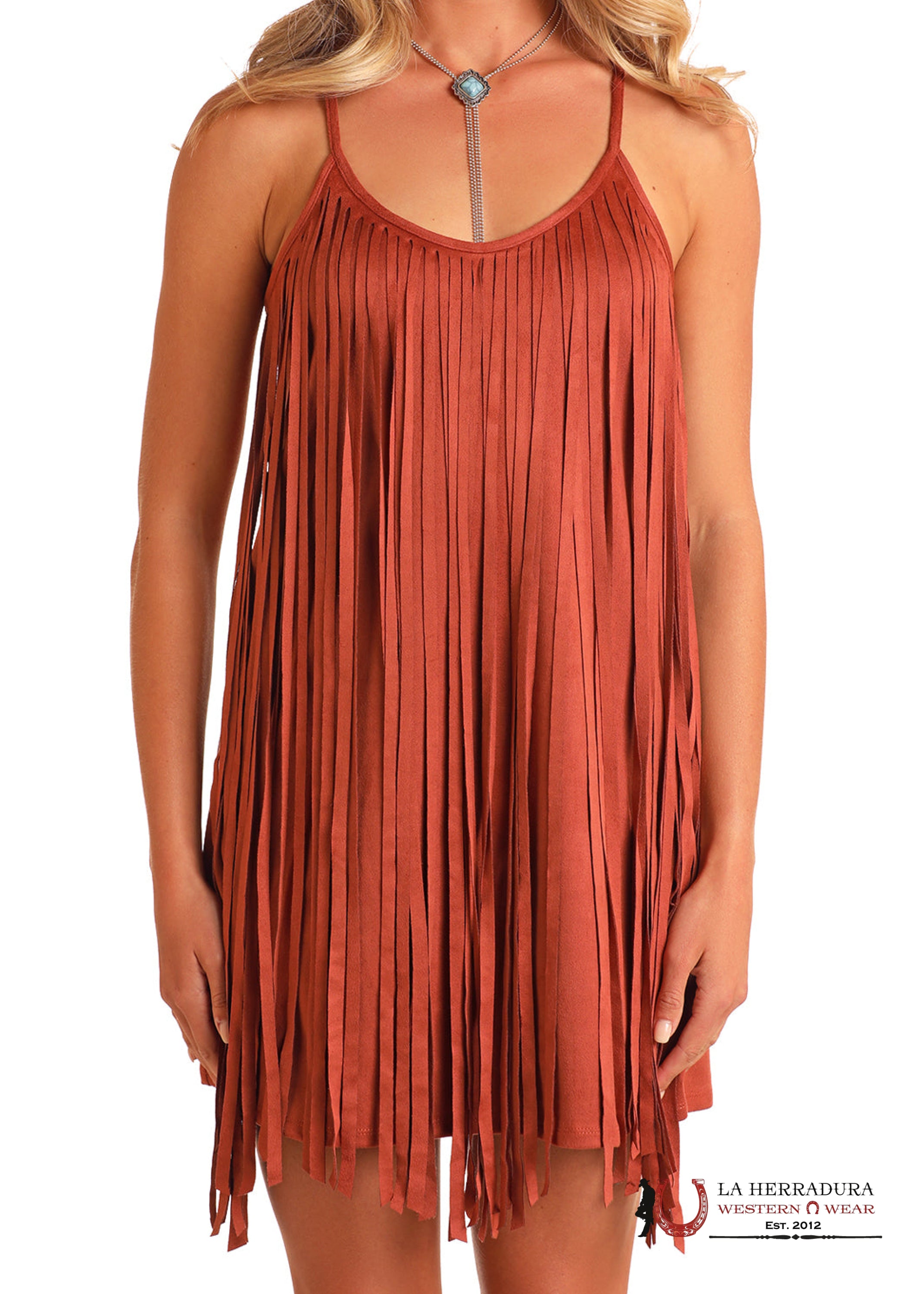 ROCK & ROLL WOMEN’S SUEDE CAMEL FRINGE DRESS- BWD0R05900 ROPA MUJERES