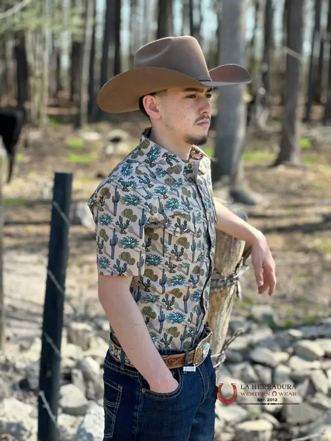 Rock&Roll X Dale Brisby Short Sleeve Snap Cactus Western Ropa Hombres