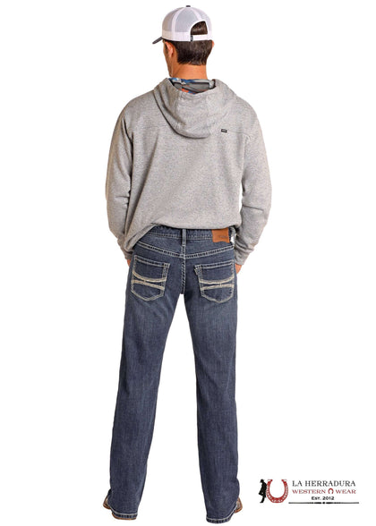 ROCK&ROLL X HOOEY ROPE EMB. MEDIUM WASH PISTOL STRAIGHT BOOT - HM1PD05036