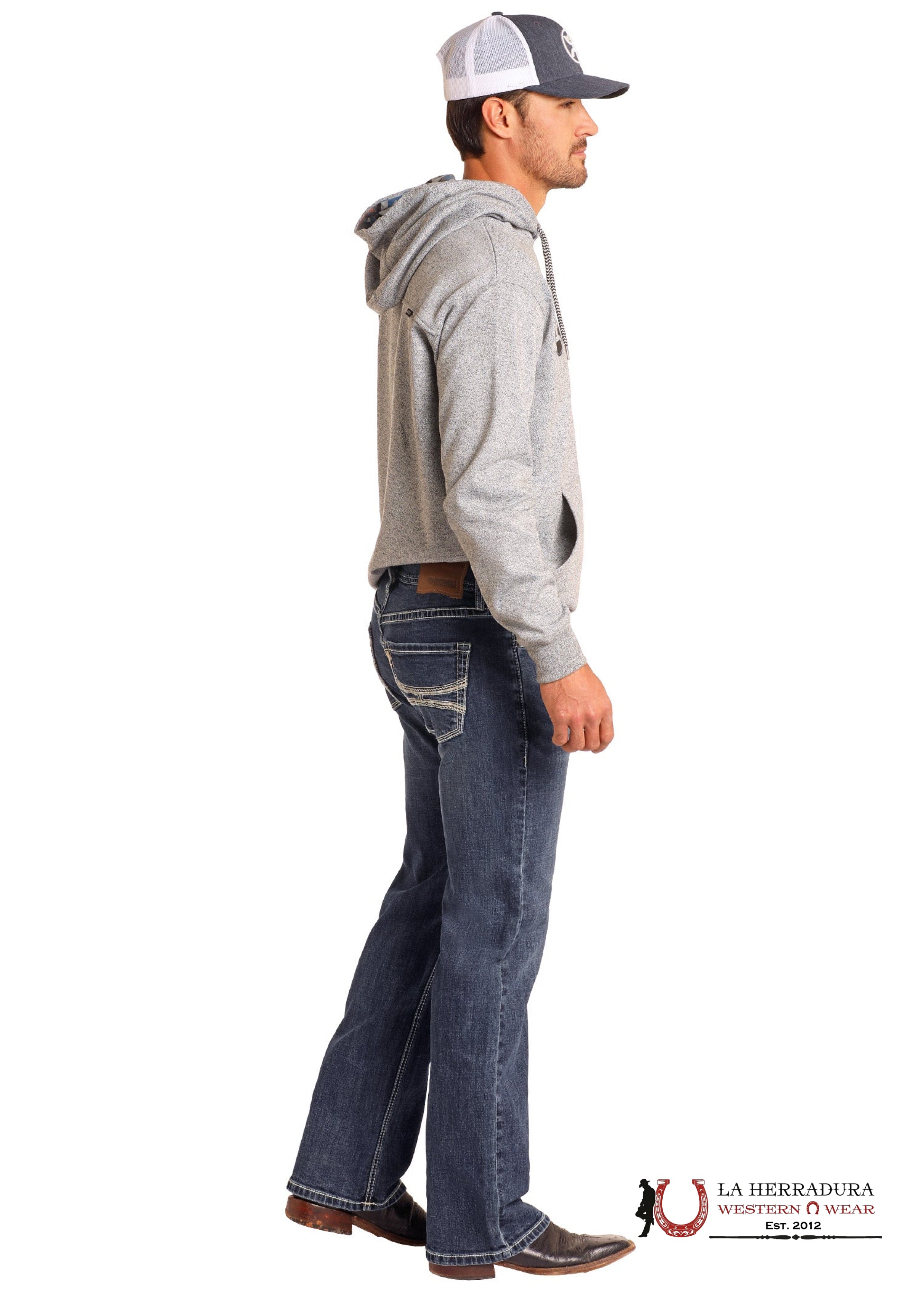 ROCK&ROLL X HOOEY ROPE EMB. MEDIUM WASH PISTOL STRAIGHT BOOT - HM1PD05036 ROPA HOMBRES