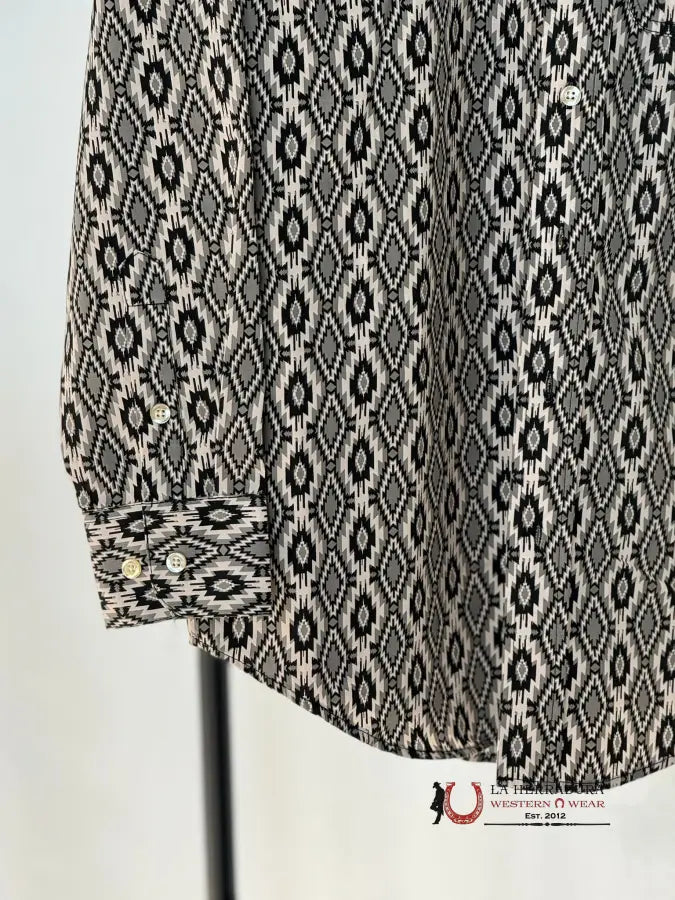 Rock&Roll X Vintage 46’ Black & Grey Aztec Print Long Sleeve Ropa Hombres