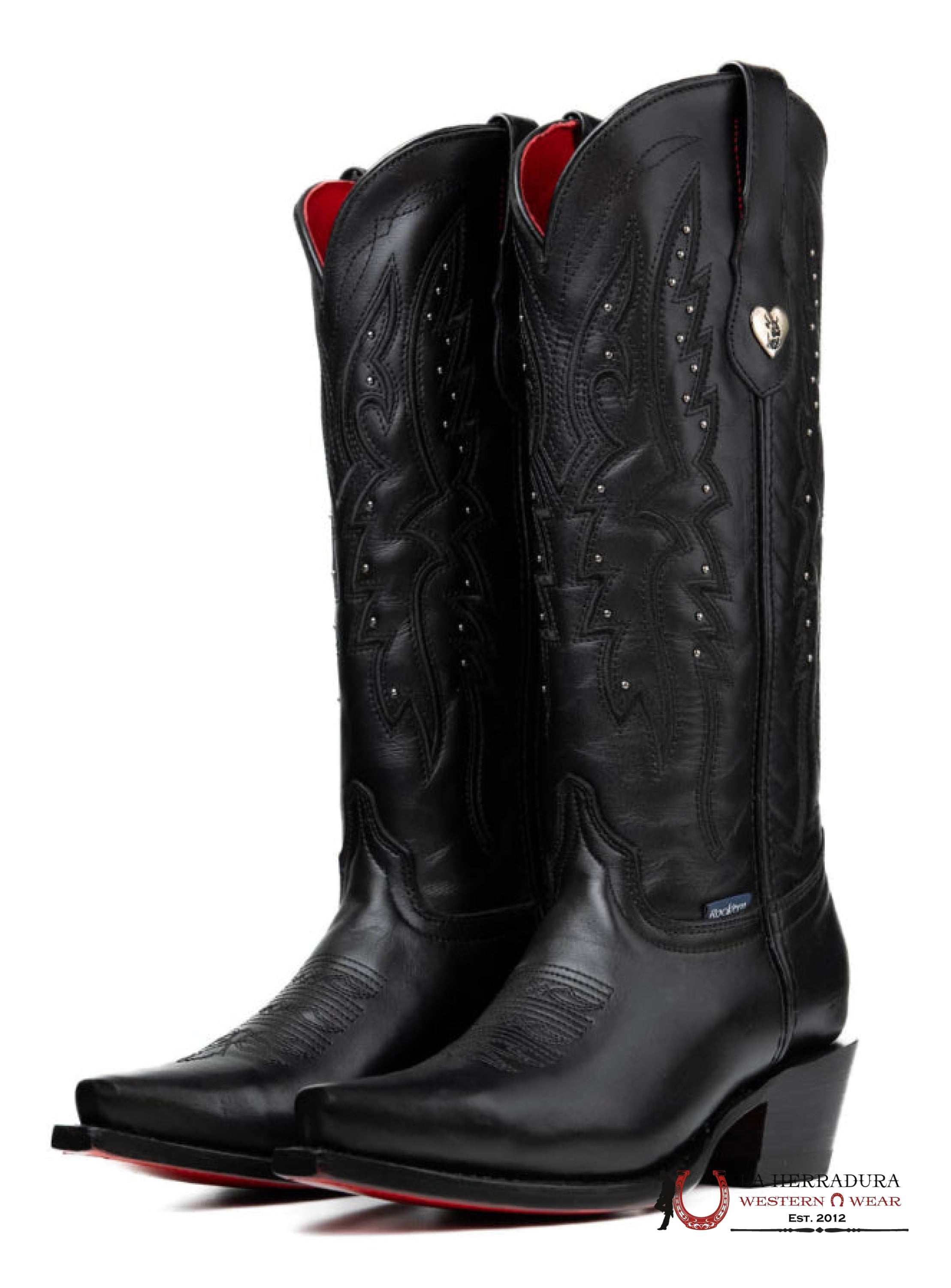 EST. ALEXA BEIRUT NEGRO RETRO RED BOTTOM POINT TOE BOTAS MUJERES